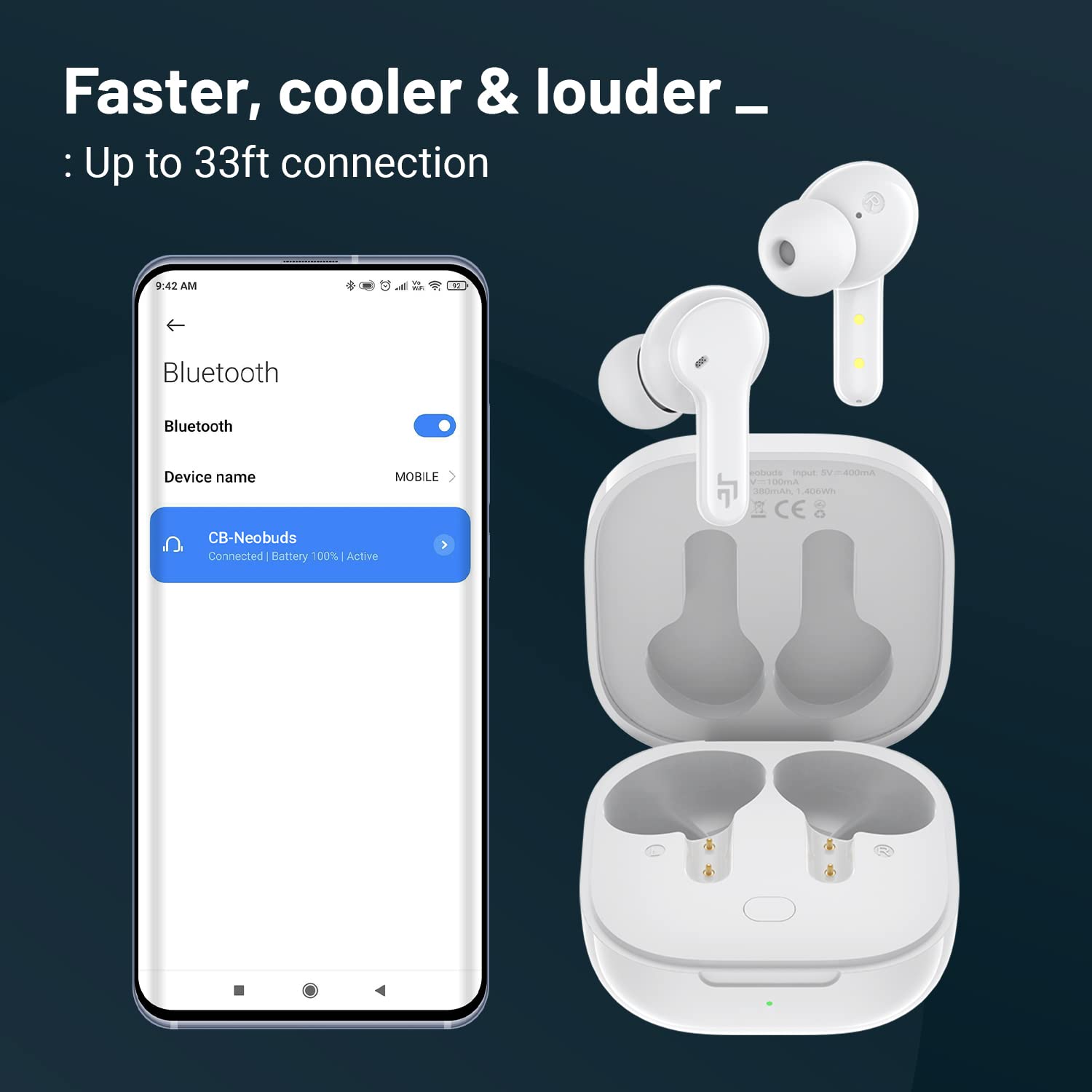 CROSSBEATS Neobuds TWS Earbuds with Environmental Noise Cancellation (IPX5 Water Resistant, 40 Hours Playback, White)_6