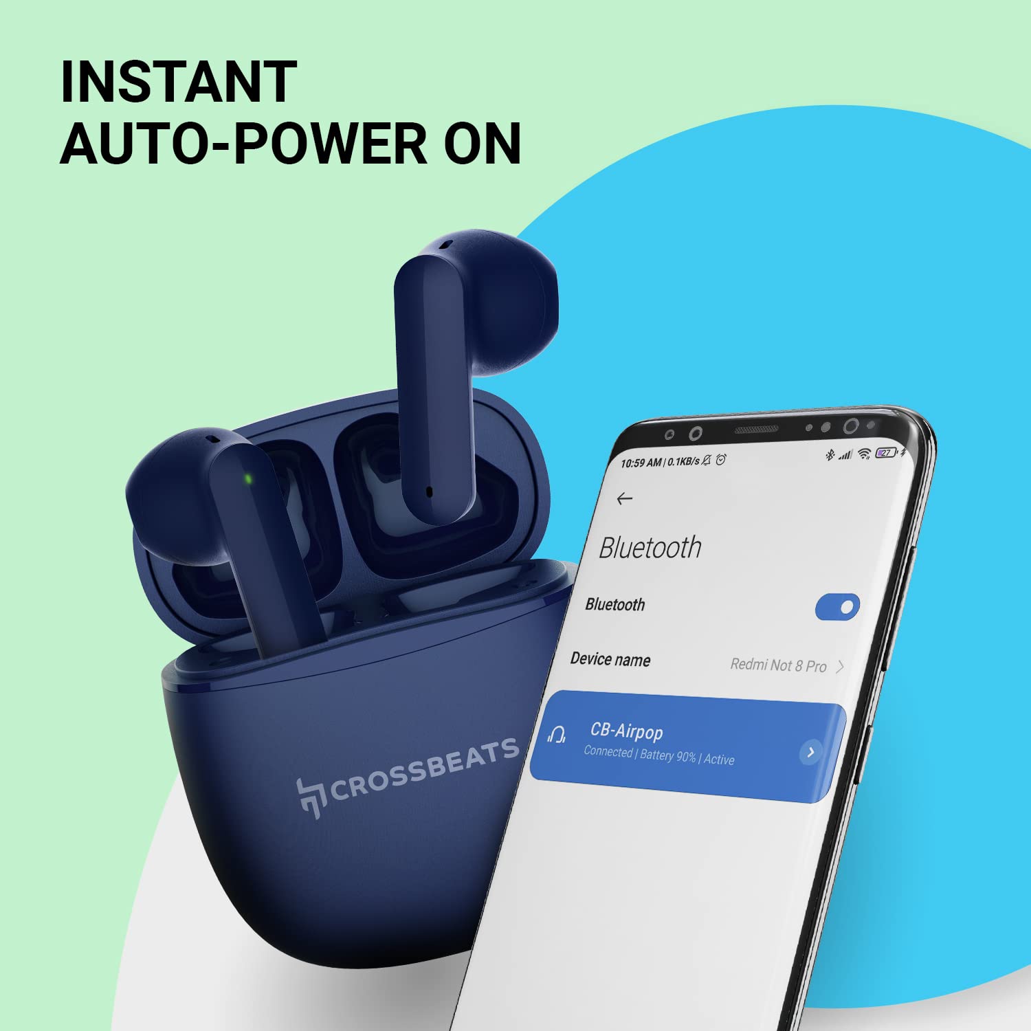 CROSSBEATS Airpop TWS Earbuds with Passive Noise Cancellation (IPX5 Water Resistant, 30 Hours Playback, Dark Blue)_8