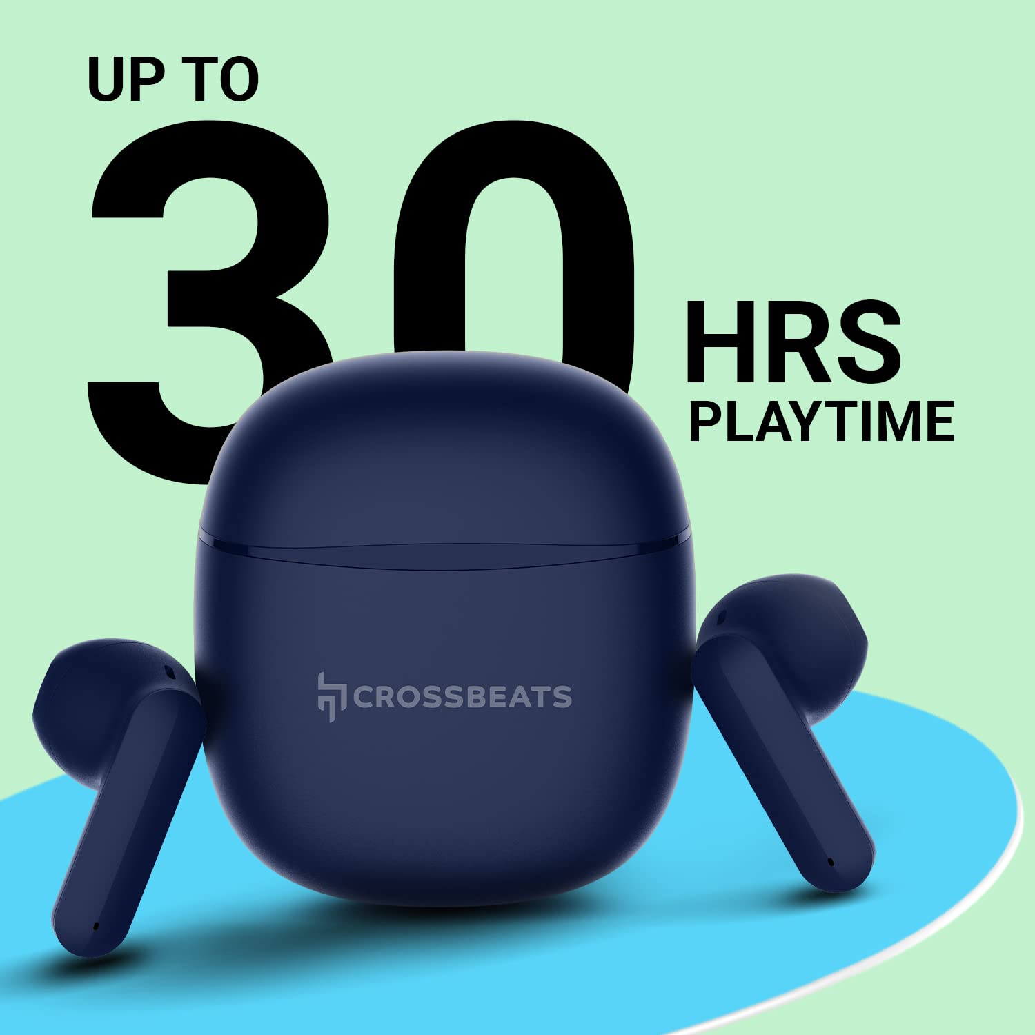 CROSSBEATS Airpop TWS Earbuds with Passive Noise Cancellation (IPX5 Water Resistant, 30 Hours Playback, Dark Blue)_7
