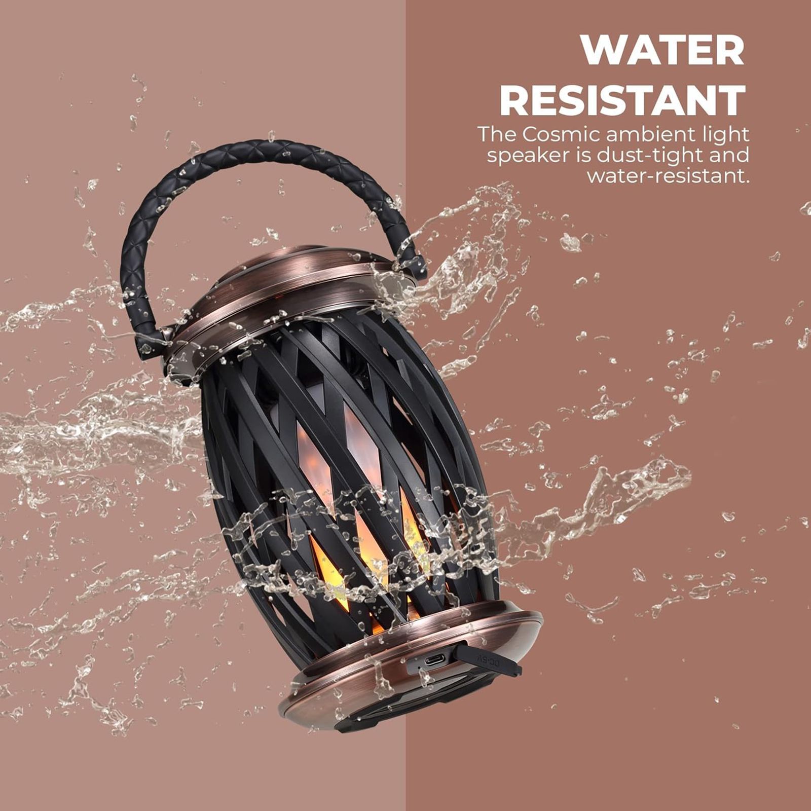 iGear Cosmic 10W Portable Bluetooth Speaker (IP65 Water Resistant, Ambient Light, Brown)_6