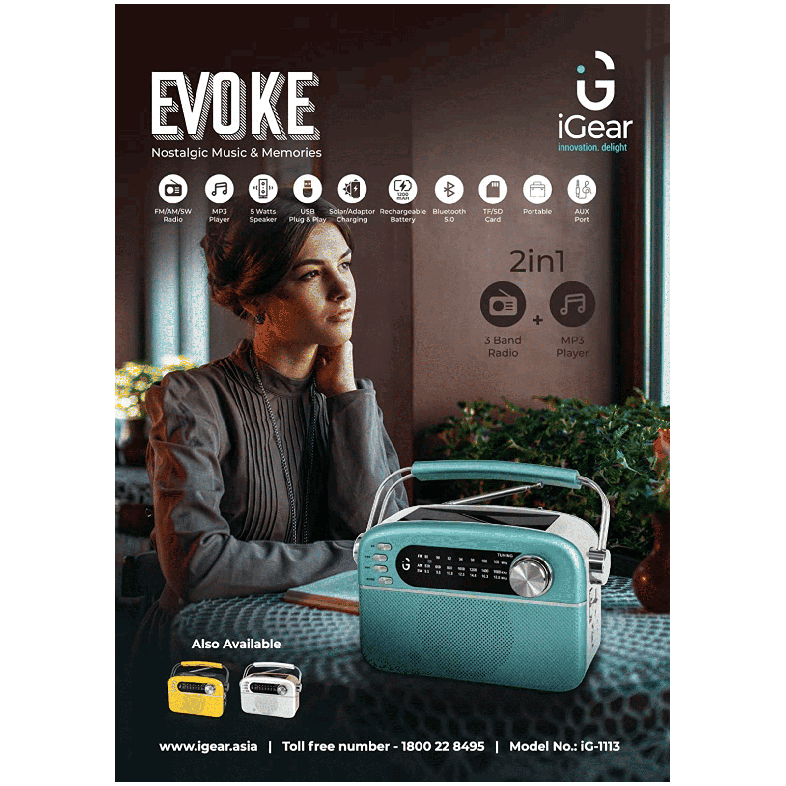 iGear Evoke 5 Watts Portable Bluetooth Speaker (USB Plug & Play, iG-1113, White)_4