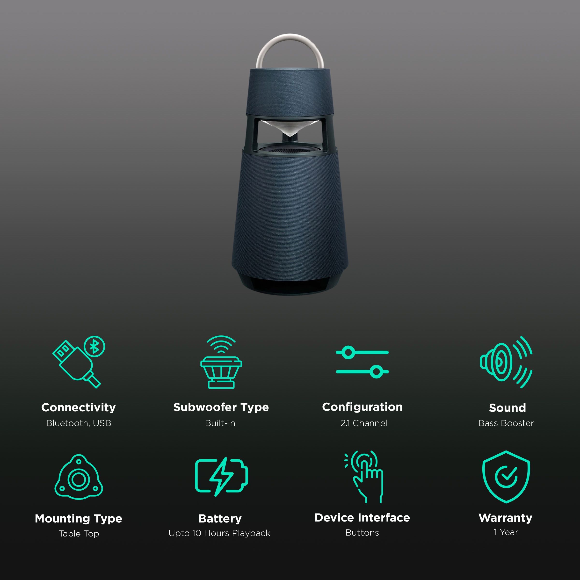 LG X-Boom 360 Portable Bluetooth Speaker (Authentic 360 Sound, 2.1 Channel, Charcoal Black)_2