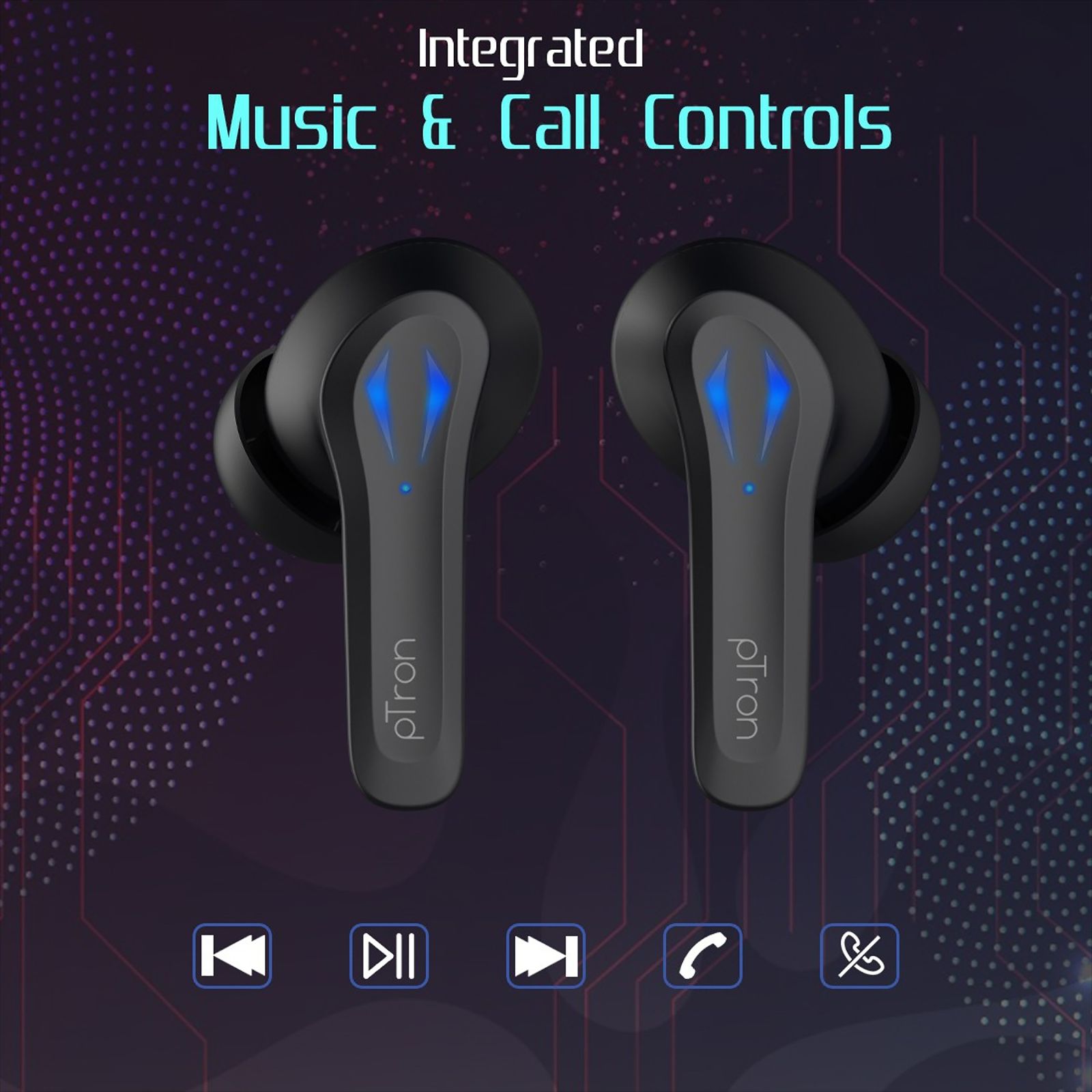 pTron Basspods 681 140317984 TWS Earbuds with Passive Noise Cancellation (IPX4 Sweat & Water Resistant, 40 Hours Playback, Black) pTron Basspods 681 140317984 TWS Earbuds with Passive Noise Cancellation (IPX4 Sweat & Water Resistant, 40 Hours Playback, Black)_10