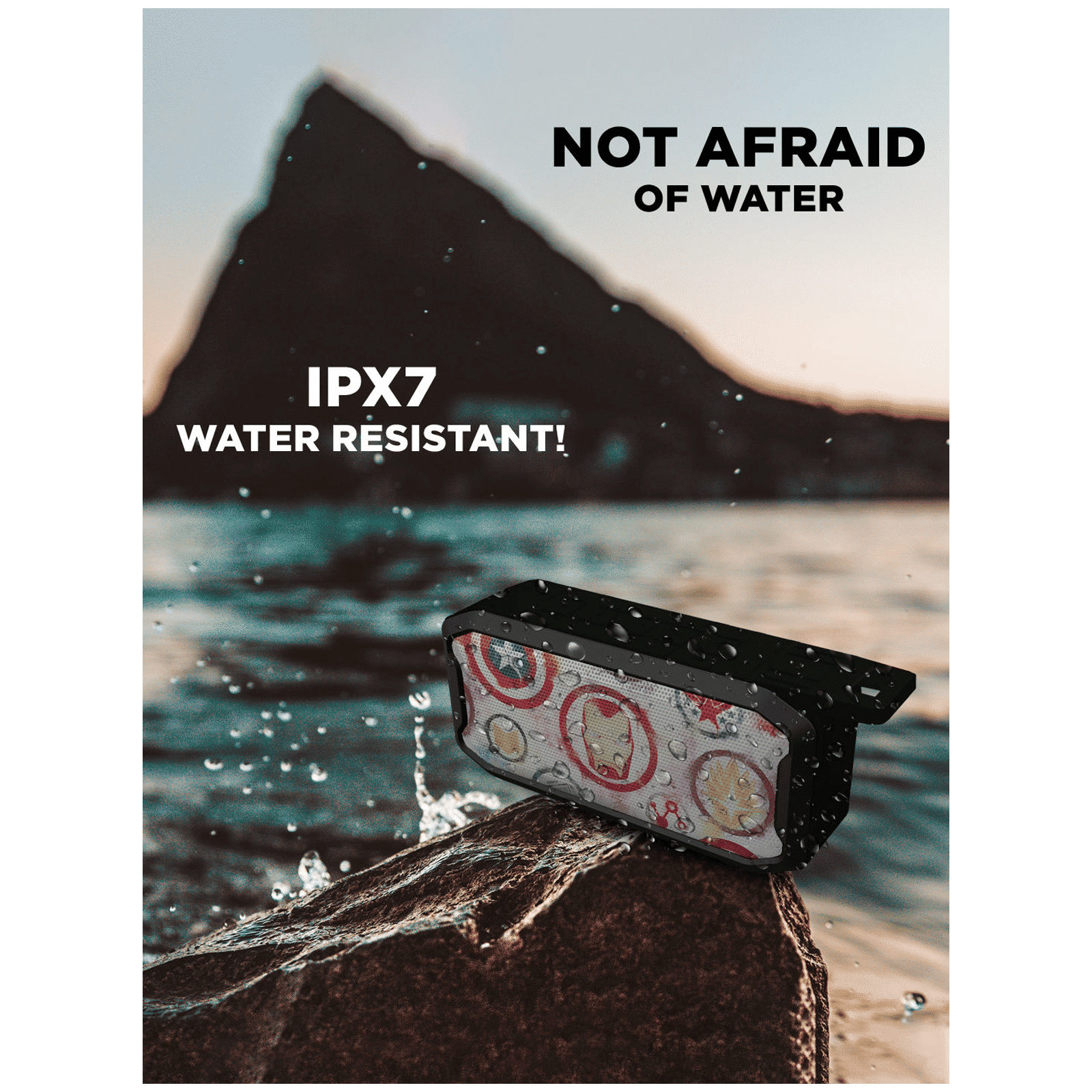 macmerise Avengers Icons Graffiti 6W Portable Bluetooth Speaker (IPX7 Water Resistant, TWS Compatibility, Stereo Channel, Multicolor)_7