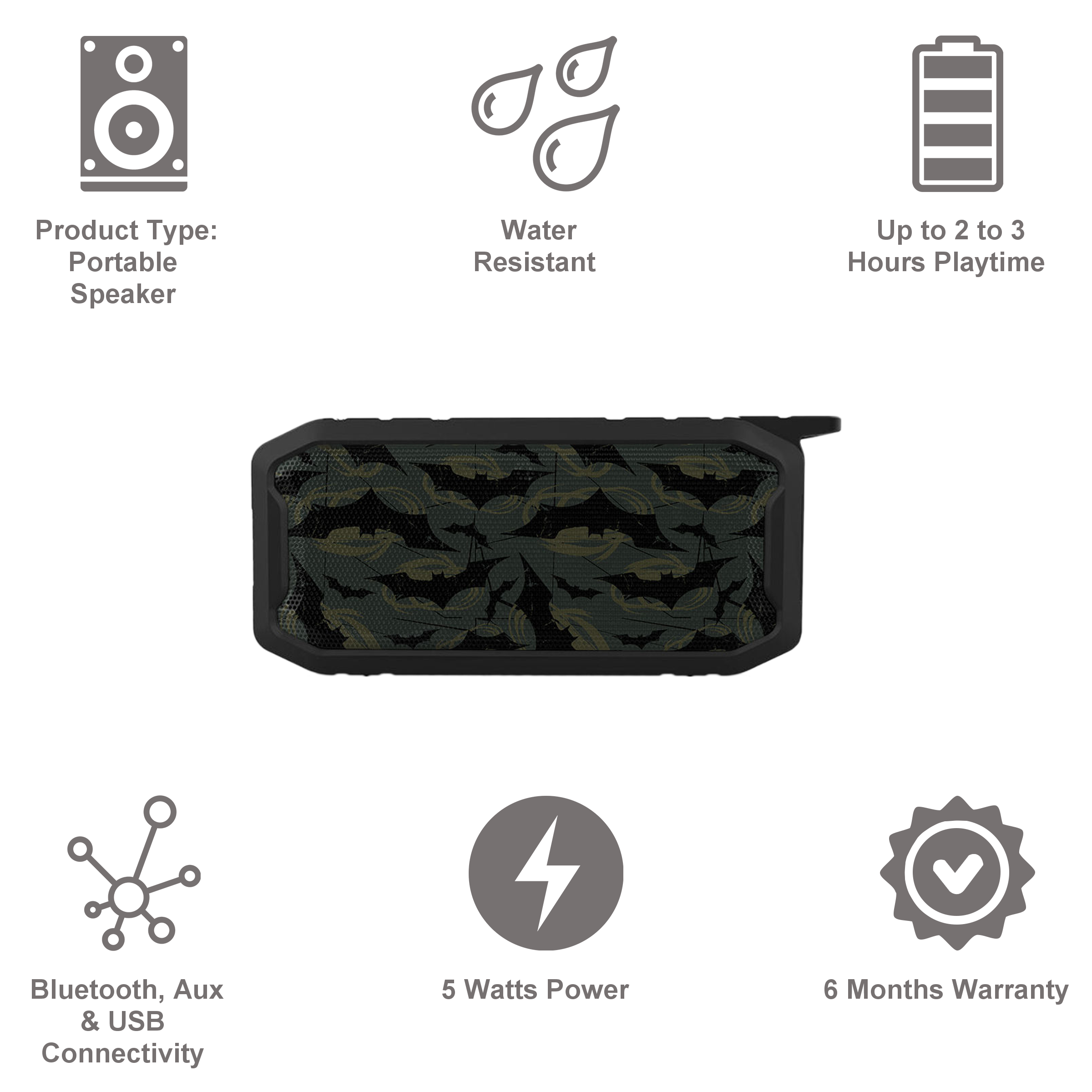 macmerise Batman Mashup 6W Portable Bluetooth Speaker (IPX7 Water Resistant, TWS Compatibility, Multicolor)_10