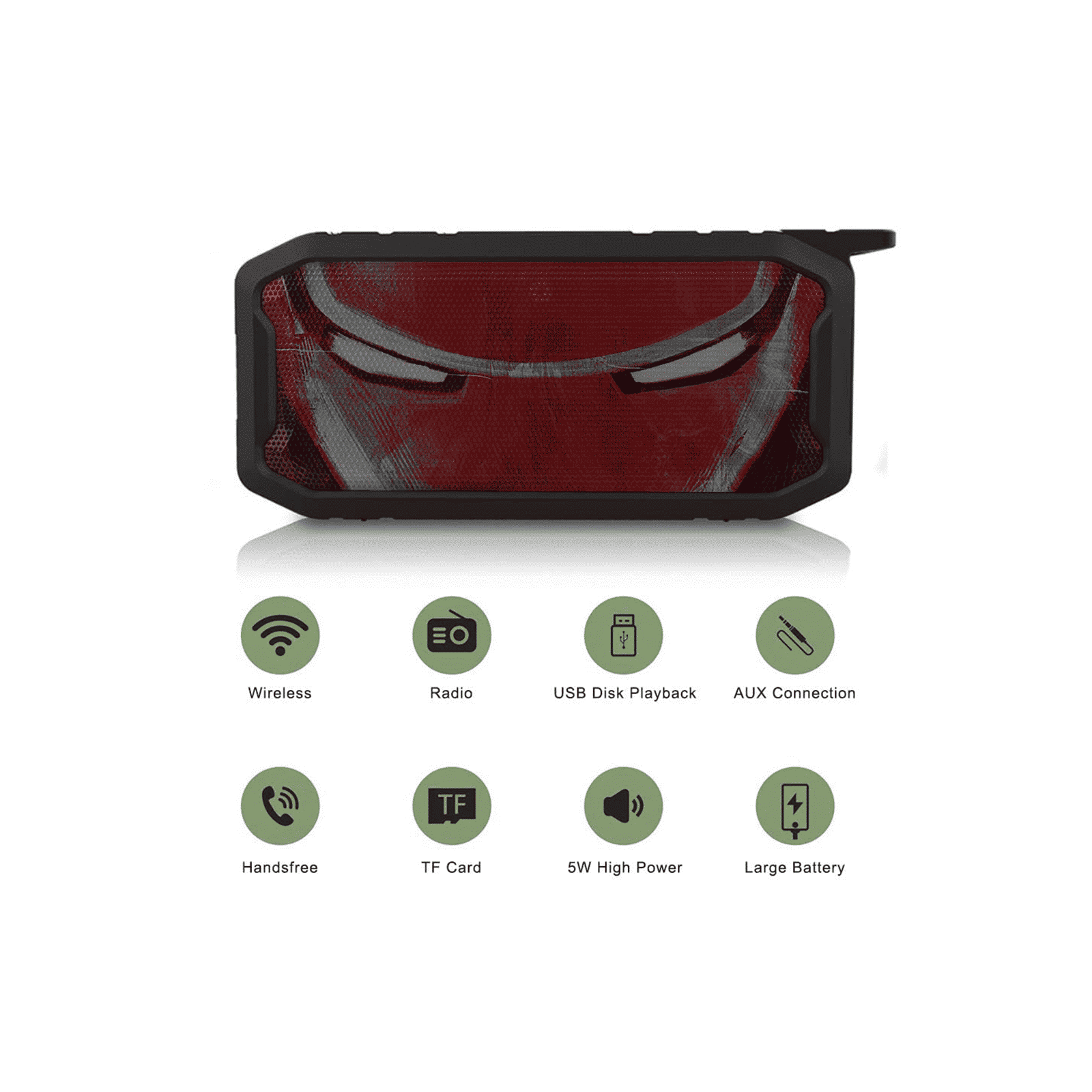 macmerise Charcoal Art Iron Man 5W Portable Bluetooth Speaker (IPX7 Waterproof, 3 Hours Playback Time, Multi Color)_6