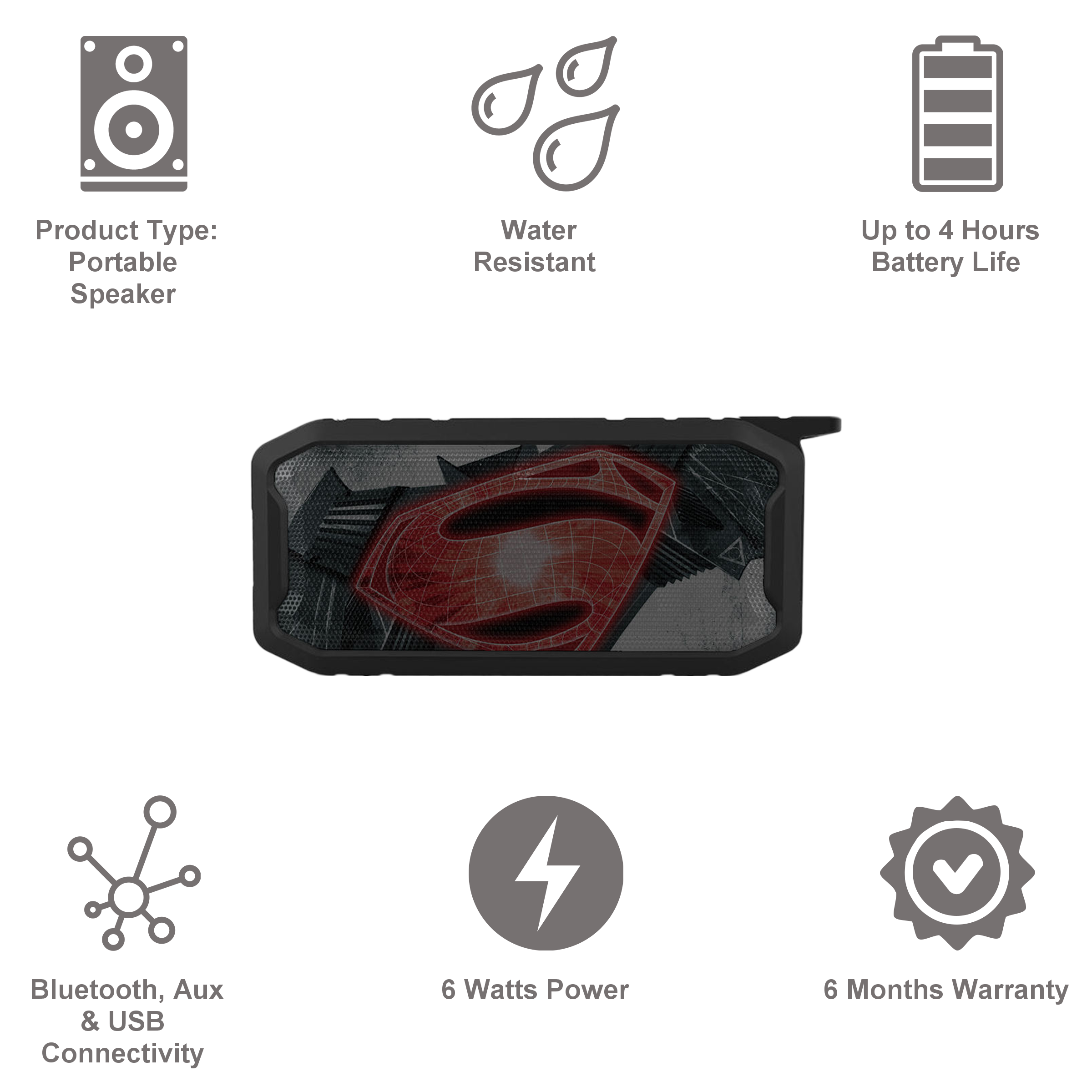 macmerise Legends Will Collide 6W Portable Bluetooth Speaker (IPX7 Water Resistant, TWS Compatibility, 5.1 Channel, Multicolor)_6