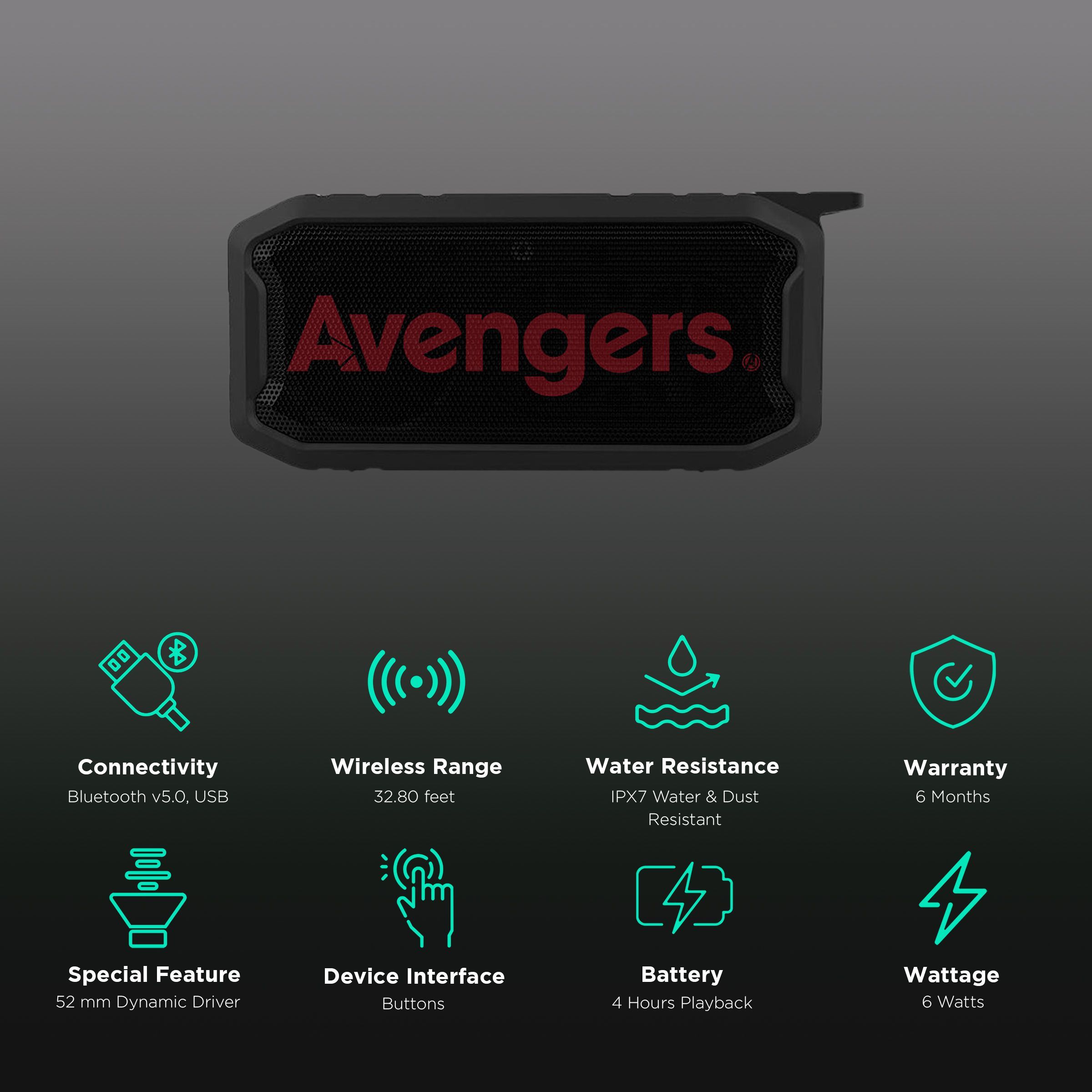 macmerise Red Avengers Logo 6W Portable Bluetooth Speaker (IPX7 Water Resistant, TWS Compatibility, 5.1 Channel, Multicolor) macmerise Red Avengers Logo 6W Portable Bluetooth Speaker (IPX7 Water Resistant, TWS Compatibility, 5.1 Channel, Multicolor)_2