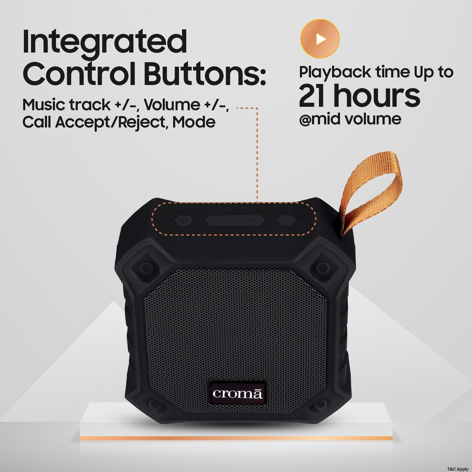 Croma 5W Portable Bluetooth Speaker (IPX7 Waterproof, High Bass, Black) Croma 5W Portable Bluetooth Speaker (IPX7 Waterproof, High Bass, Black)_6