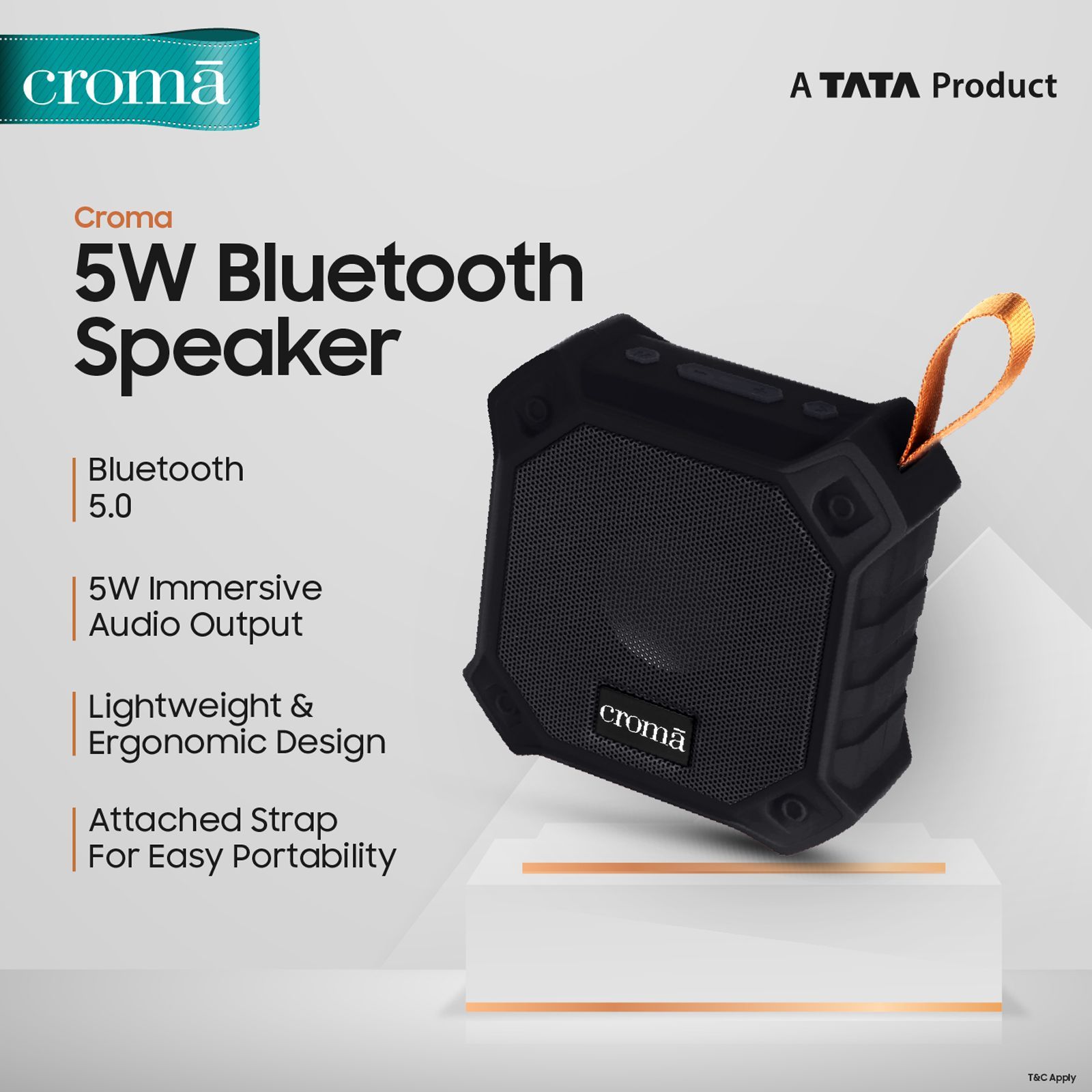 Croma 5W Portable Bluetooth Speaker (IPX7 Waterproof, High Bass, Black) Croma 5W Portable Bluetooth Speaker (IPX7 Waterproof, High Bass, Black)_4