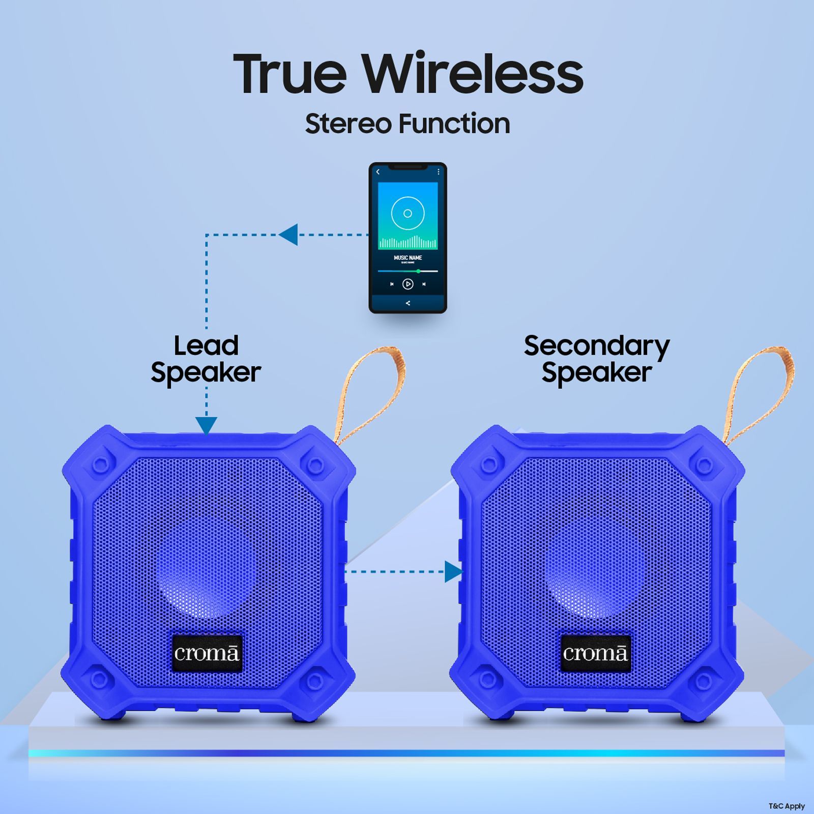 Croma 5W Portable Bluetooth Speaker (IPX7 Water Resistant, Built-in Mic, Stereo Channel, Blue) Croma 5W Portable Bluetooth Speaker (IPX7 Water Resistant, Built-in Mic, Stereo Channel, Blue)_5