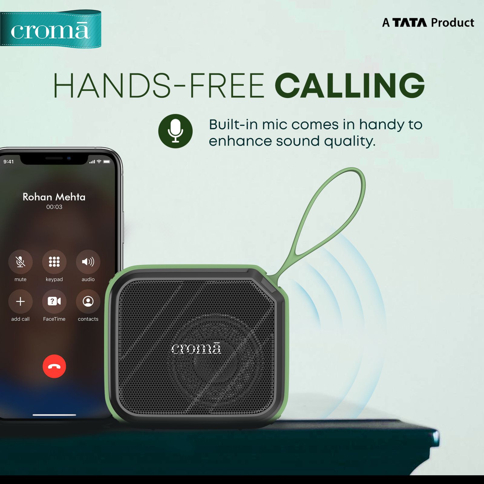 Croma 8W Portable Bluetooth Speaker (Lightweight and Ergonomic Design, 5.1 Channel, Green)_6