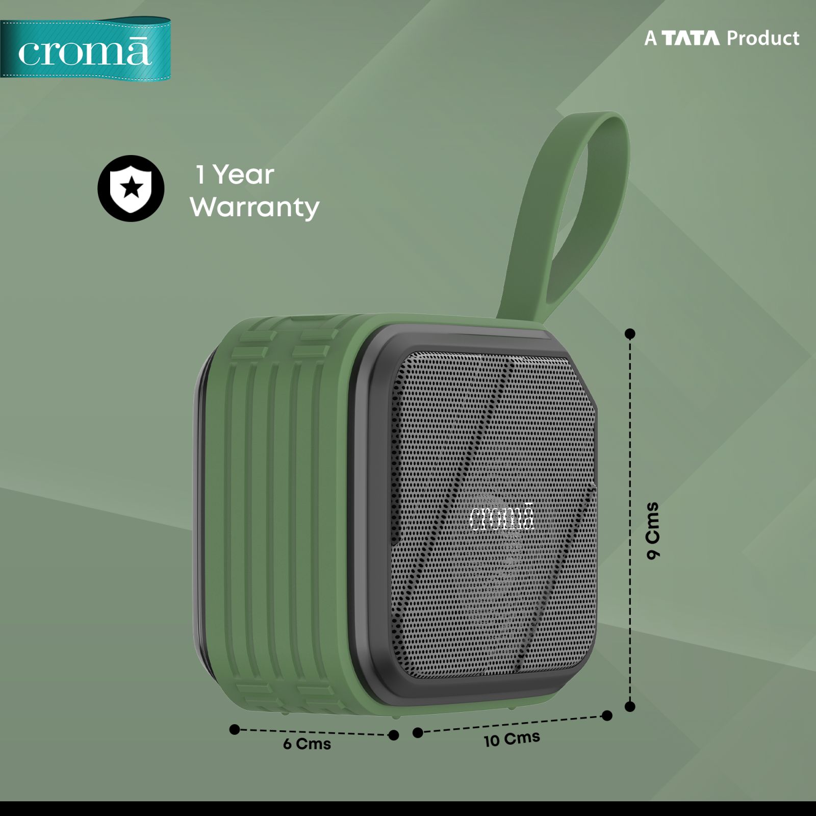 Croma 8W Portable Bluetooth Speaker (Lightweight and Ergonomic Design, 5.1 Channel, Green)_8