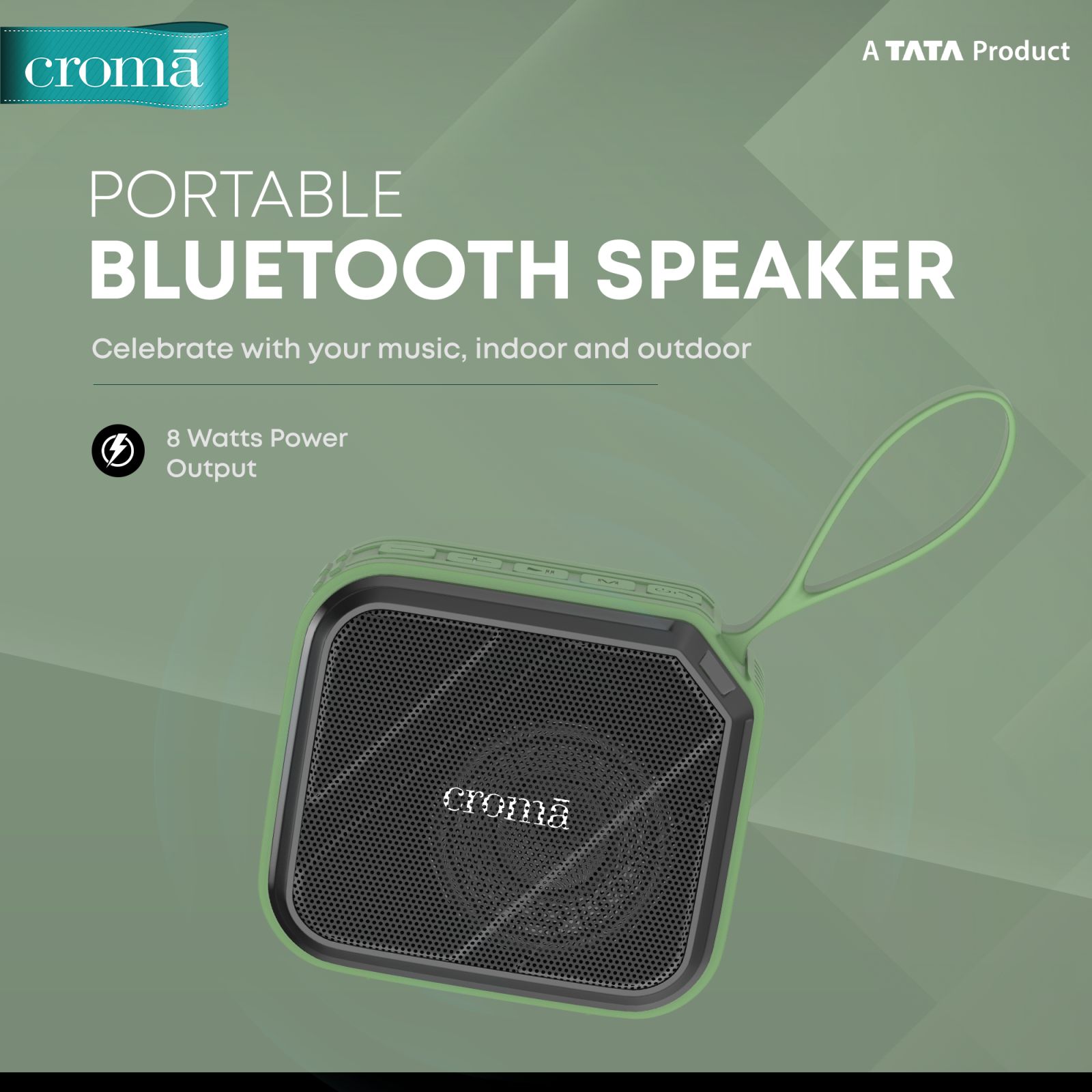 Croma 8W Portable Bluetooth Speaker (Lightweight and Ergonomic Design, 5.1 Channel, Green)_3