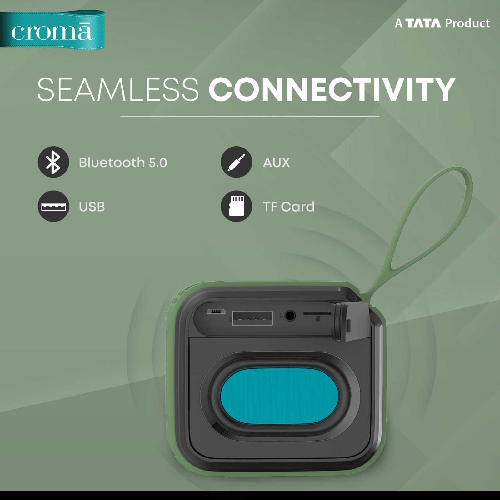 Croma 8W Portable Bluetooth Speaker (Lightweight and Ergonomic Design, 5.1 Channel, Green)_4