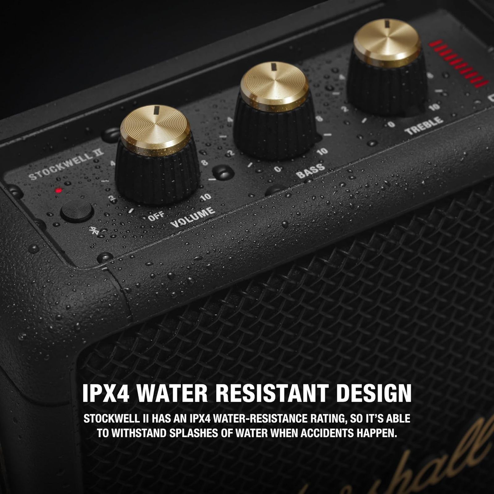 Marshall Stockwell II 20W Portable Bluetooth Speaker (IPX4 Water Resistant, 20 Hours Playtime, Stereo Channel, Black/Brass)_14