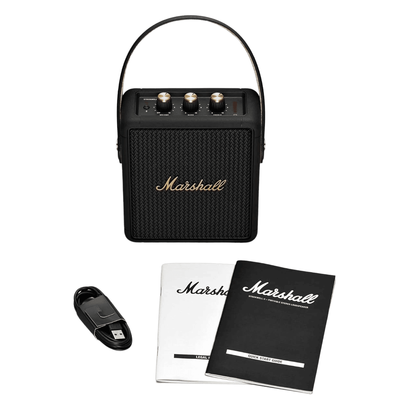 Marshall Stockwell II 20W Portable Bluetooth Speaker (IPX4 Water Resistant, 20 Hours Playtime, Stereo Channel, Black/Brass)_16