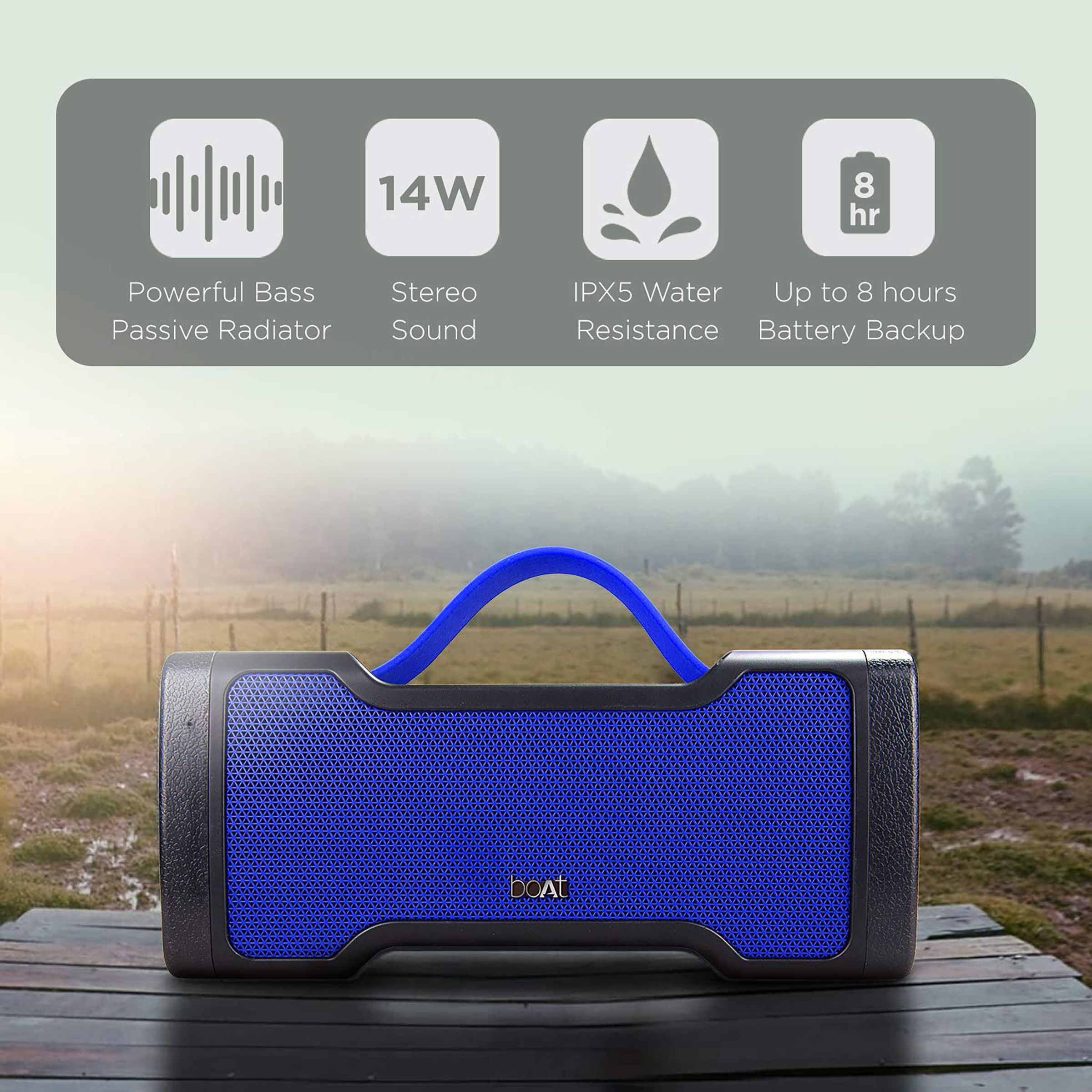 boAt Stone 1000 14W Portable Bluetooth Speaker (IPX5 Waterproof, 10 Hours Playtime, Stereo Channel, Blue) boAt Stone 1000 14W Portable Bluetooth Speaker (IPX5 Waterproof, 10 Hours Playtime, Stereo Channel, Blue)_8
