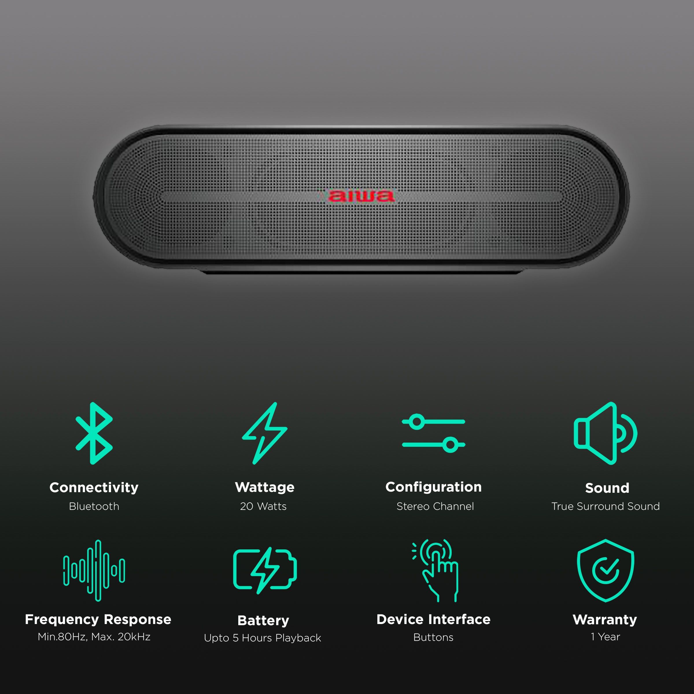 aiwa 20W Portable Bluetooth Speaker (5 Hours Playtime, Black) aiwa 20W Portable Bluetooth Speaker (5 Hours Playtime, Black)_2