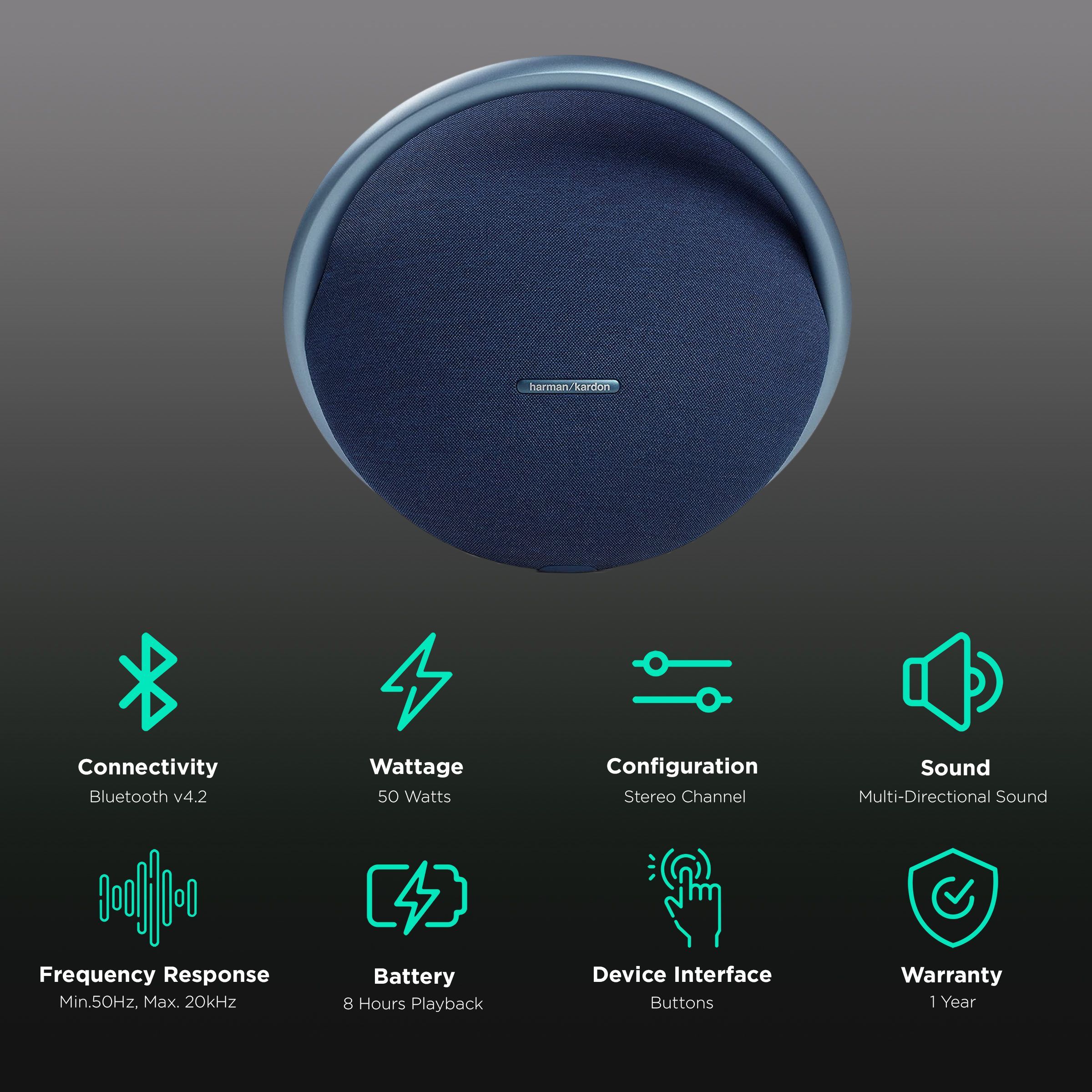 Harman Kardon Onyx Studio 7 50W Portable Bluetooth Speaker (8 Hours Playtime, Stereo Channel, Blue)_2