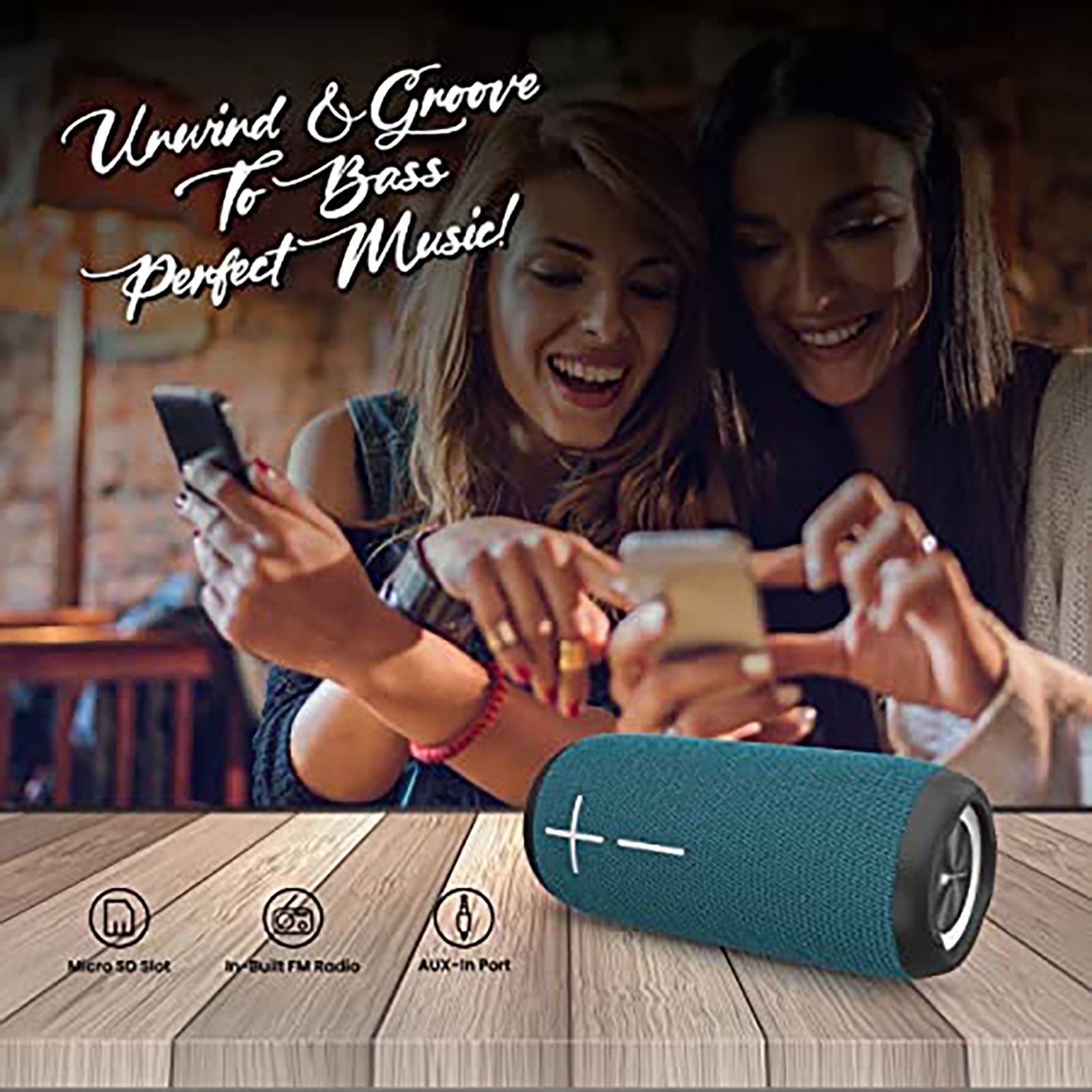 PORTRONICS Breeze 3 20W RMS Portable Bluetooth Speaker (In-Built FM Radio, Stereo Channel, Blue & Black)_3