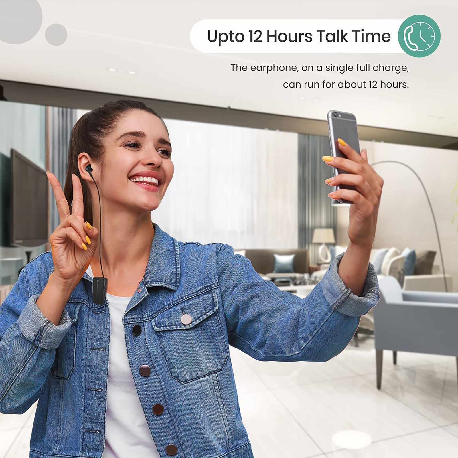 PORTRONICS Harmonics Klip 4 Bluetooth Headset with Mic (Upto 12 Hours Talk Time, In Ear, Green)_6