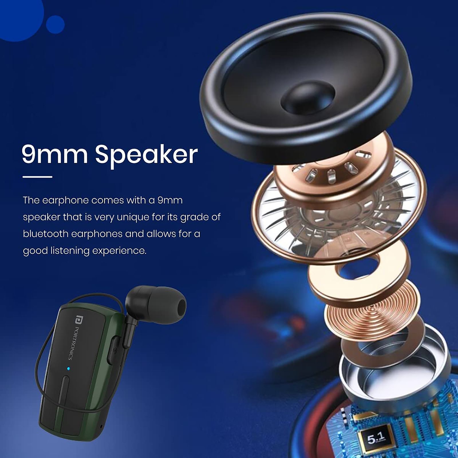 PORTRONICS Harmonics Klip 4 Bluetooth Headset with Mic (Upto 12 Hours Talk Time, In Ear, Green)_8