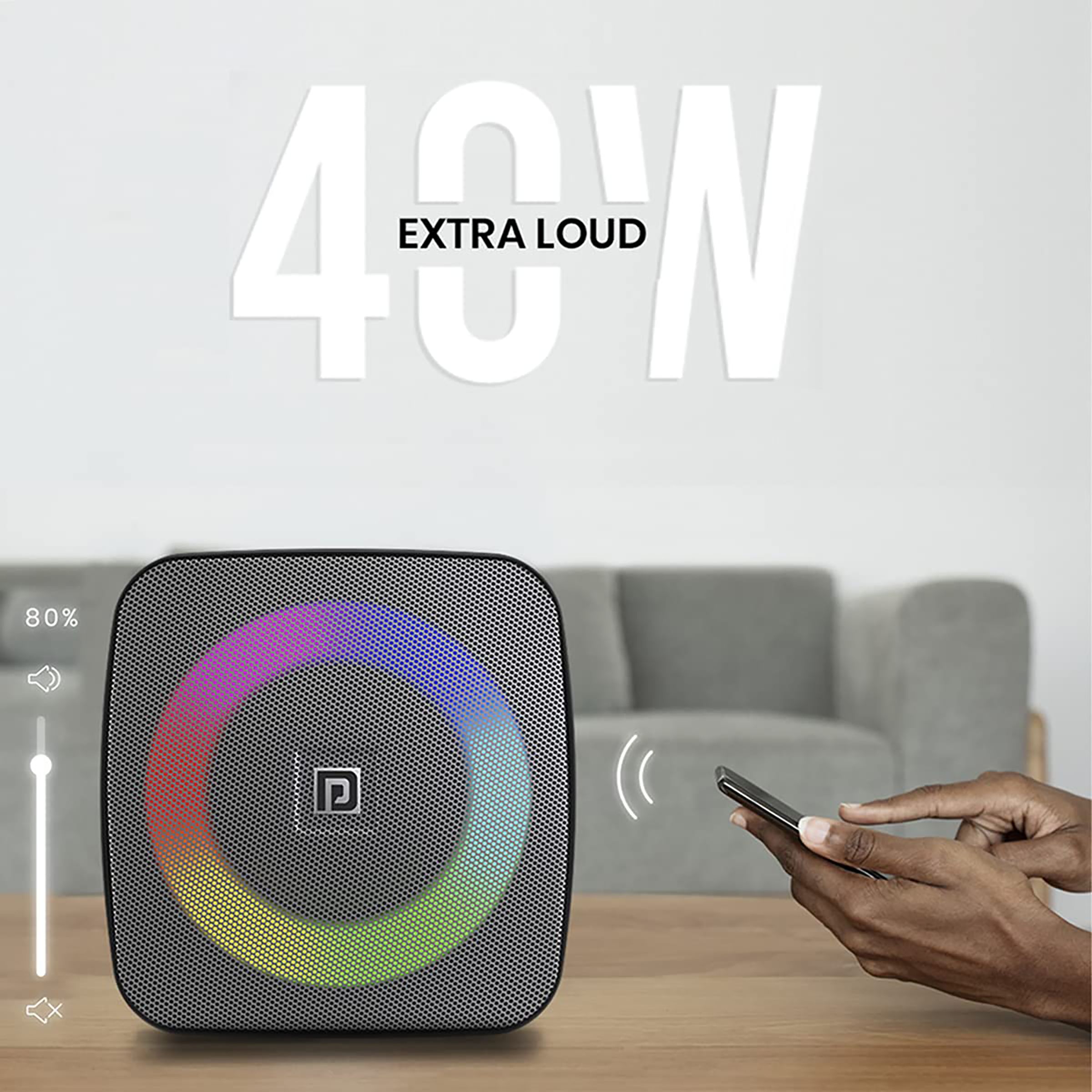 PORTRONICS Dash 40W Portable Bluetooth Speaker (Built-in FM Radio, Black/Grey) PORTRONICS Dash 40W Portable Bluetooth Speaker (Built-in FM Radio, Black/Grey)_4