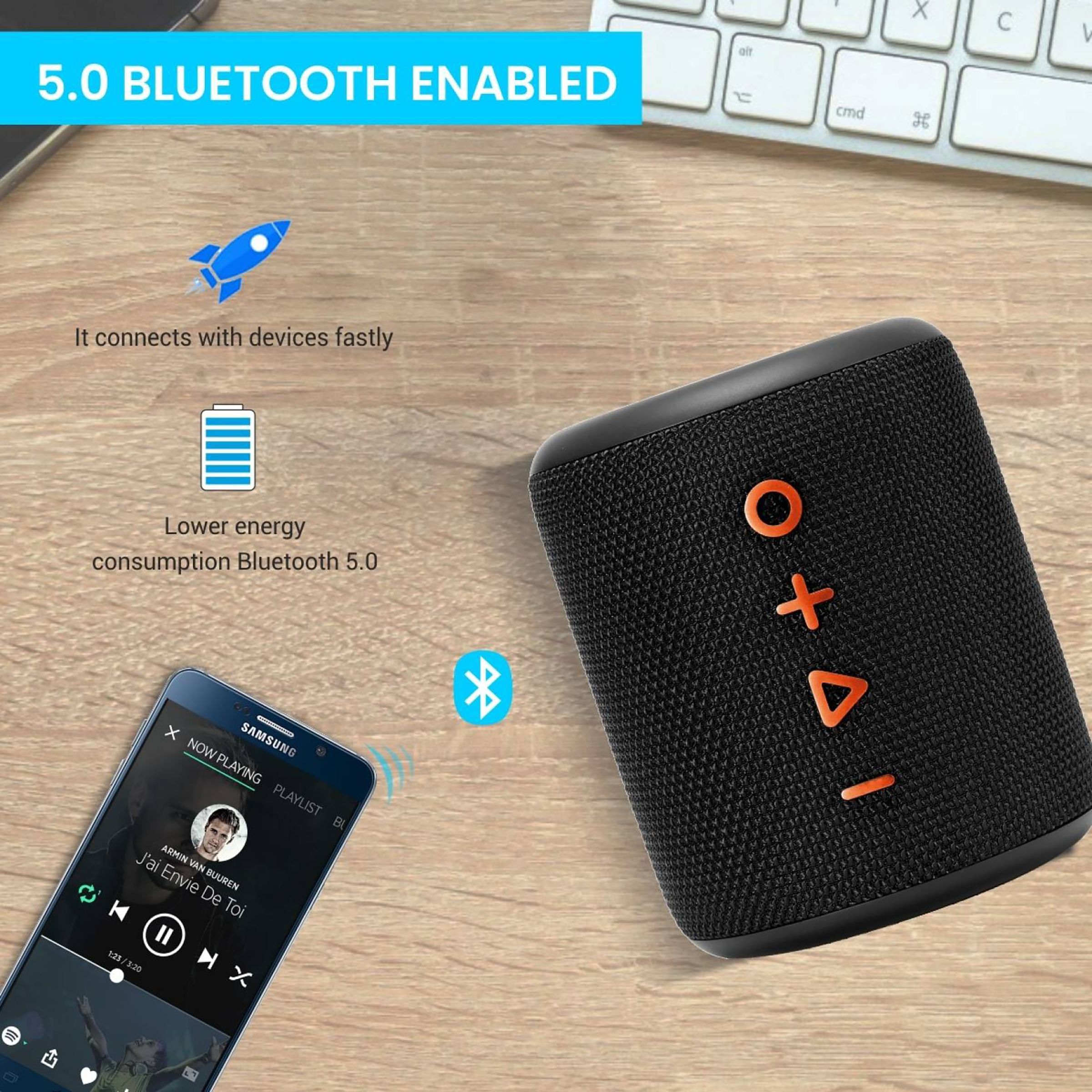 PORTRONICS Sound Drum Plus 15W Portable Bluetooth Speaker (IPX6 Water Resistant, 6 Hours Playtime, Black)_6