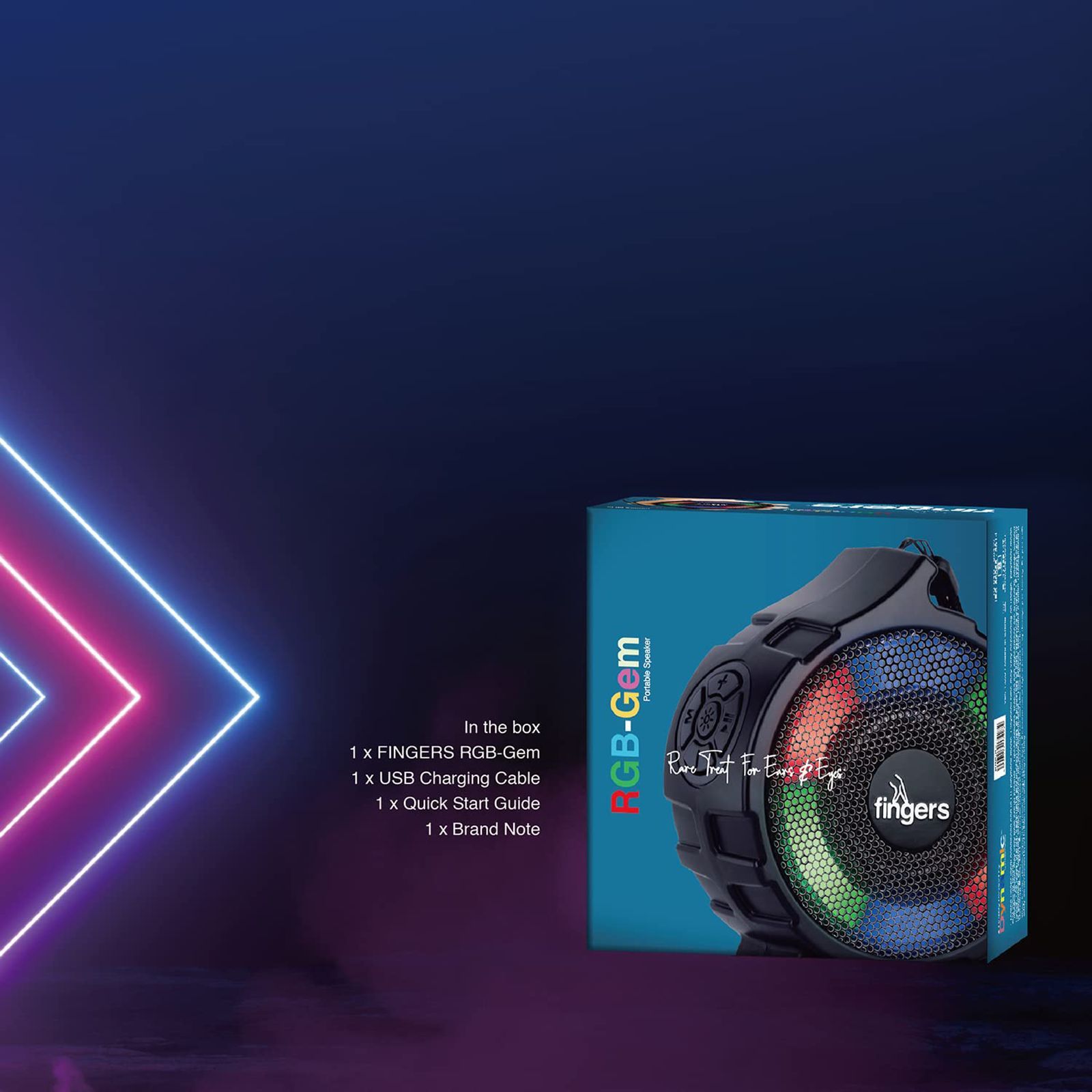 fingers RGB-Gem 5W Portable Bluetooth Speaker (8 Hours Playtime, Stereo Channel, Classic Black)_8