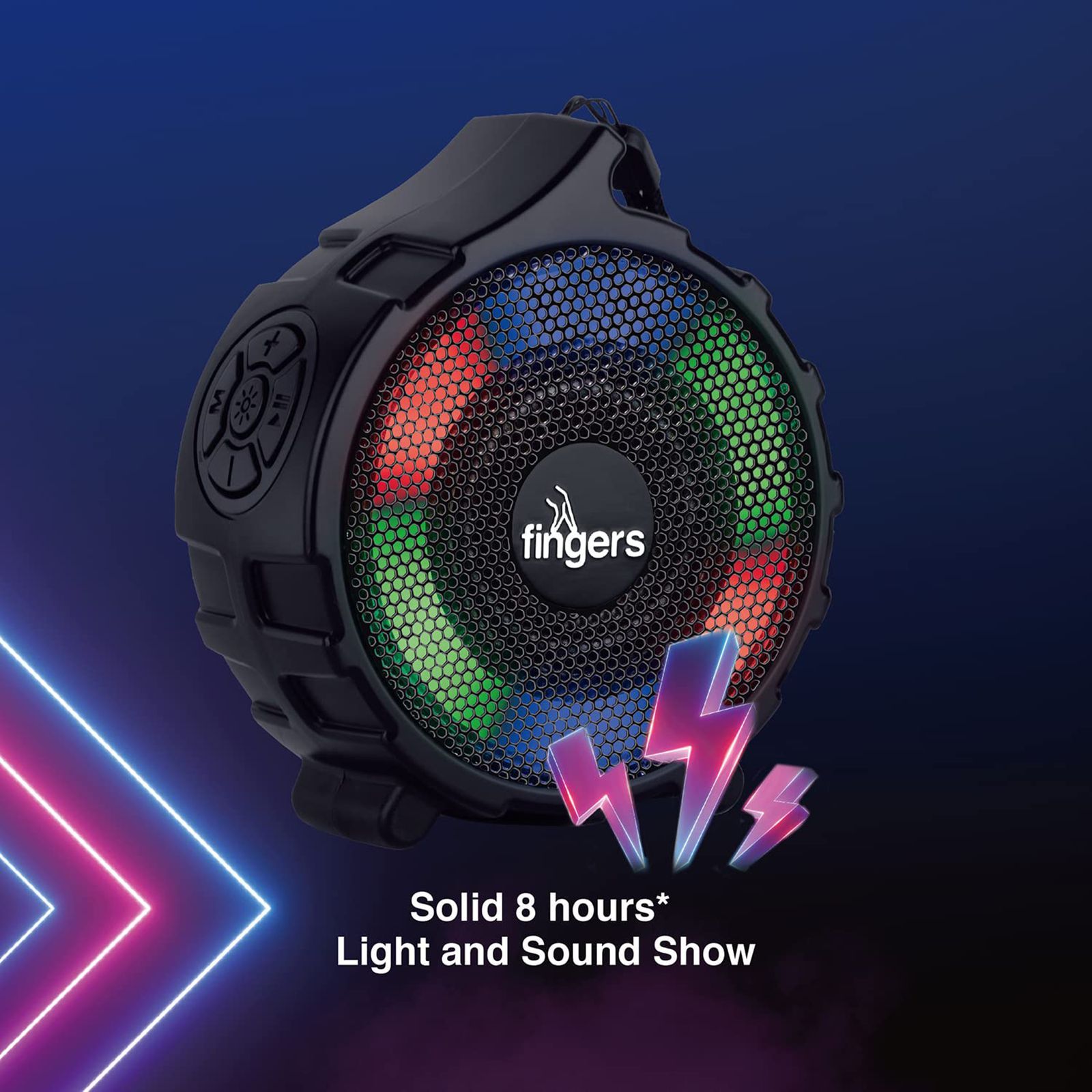 fingers RGB-Gem 5W Portable Bluetooth Speaker (8 Hours Playtime, Stereo Channel, Classic Black)_10