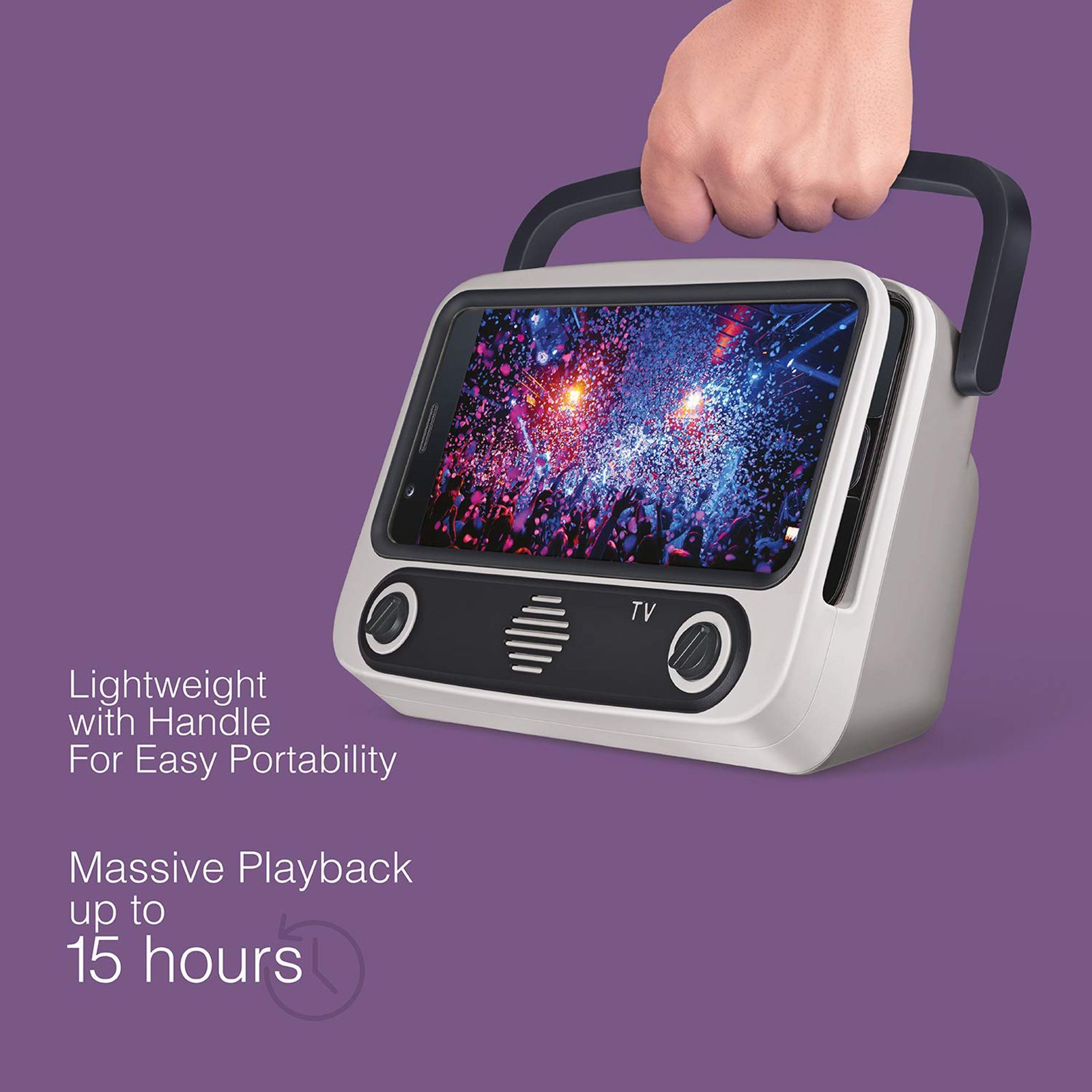 fingers My-Own-TV (MOT) 8W Portable Bluetooth Speaker (15 Hours Playtime, Ivory White)_8