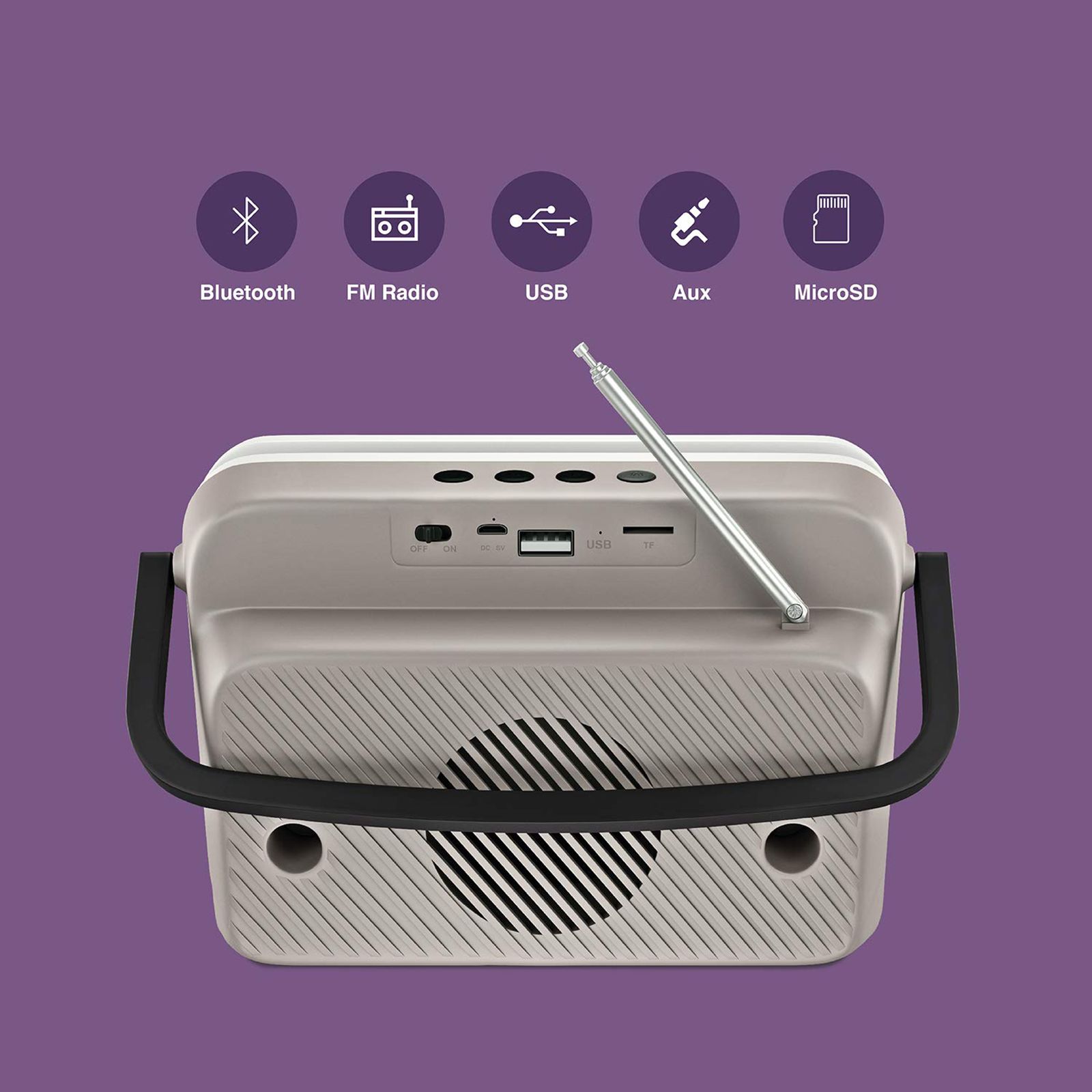 fingers My-Own-TV (MOT) 8W Portable Bluetooth Speaker (15 Hours Playtime, Ivory White)_14