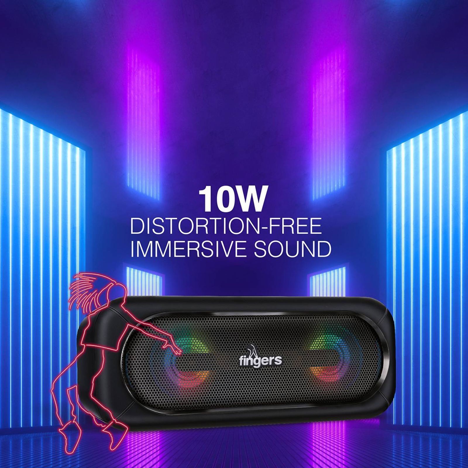 fingers SuperLit 10W Portable Bluetooth Speaker (9 Hours Playtime, 2.0 Channel, Rich Black)_9