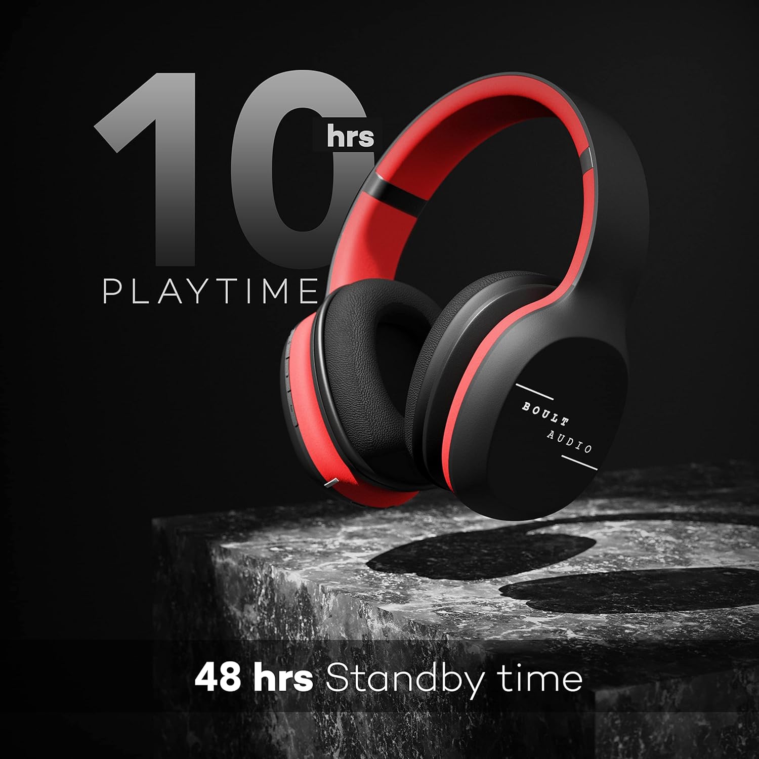 GOBOULT ProBass Thunder Bluetooth Headphone with Mic (IPX5 Water Resistant, On Ear, Black)_7