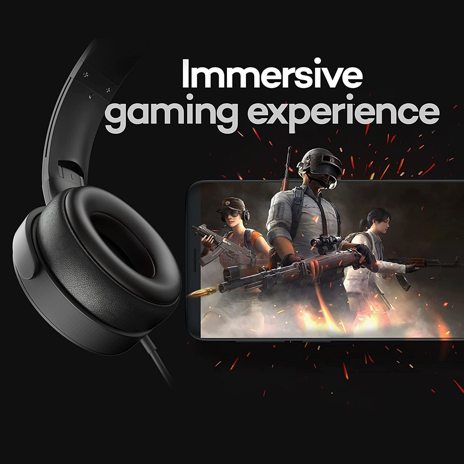 GOBOULT Bassbuds Q2 BA-RD-Q2  Wired Headphone with Mic (Over Ear, Black)_11