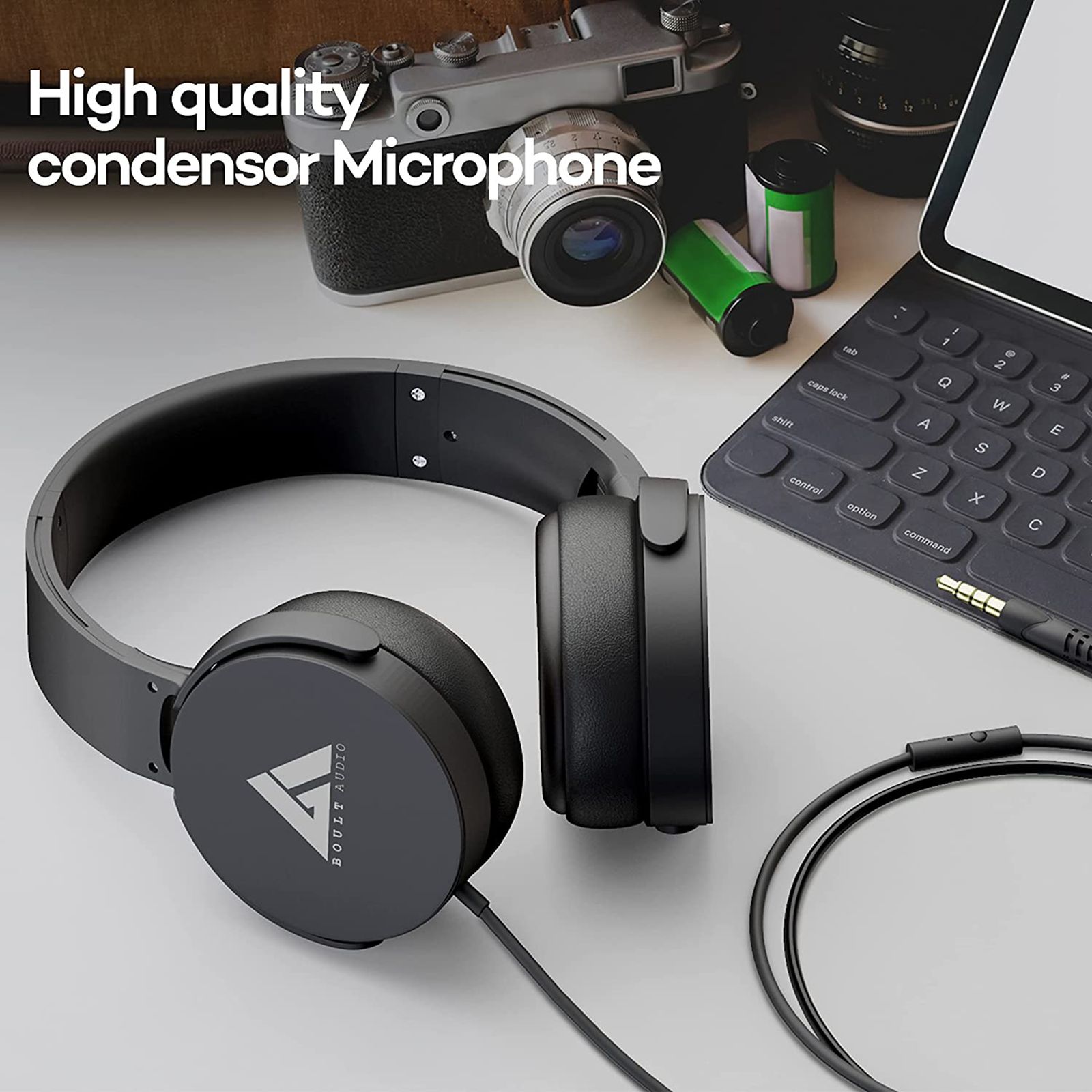 GOBOULT Bassbuds Q2 BA-RD-Q2  Wired Headphone with Mic (Over Ear, Black)_12