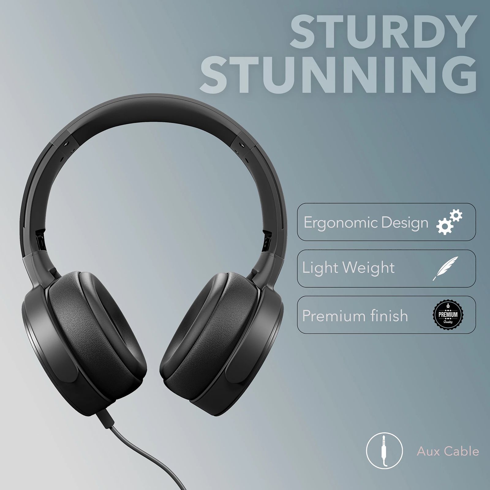 GOBOULT Bassbuds Q2 BA-RD-Q2  Wired Headphone with Mic (Over Ear, Black)_4