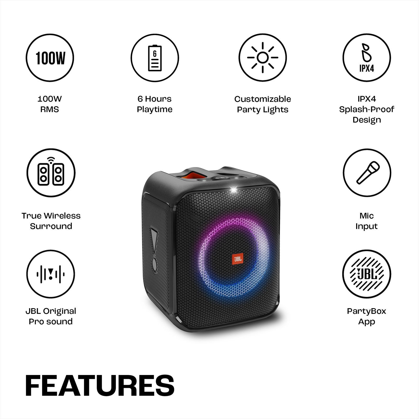 JBL PartyBox Encore Essential 100W Bluetooth Party Speaker (IPX4 Splashproof, 2.1 Channel, Black)_12