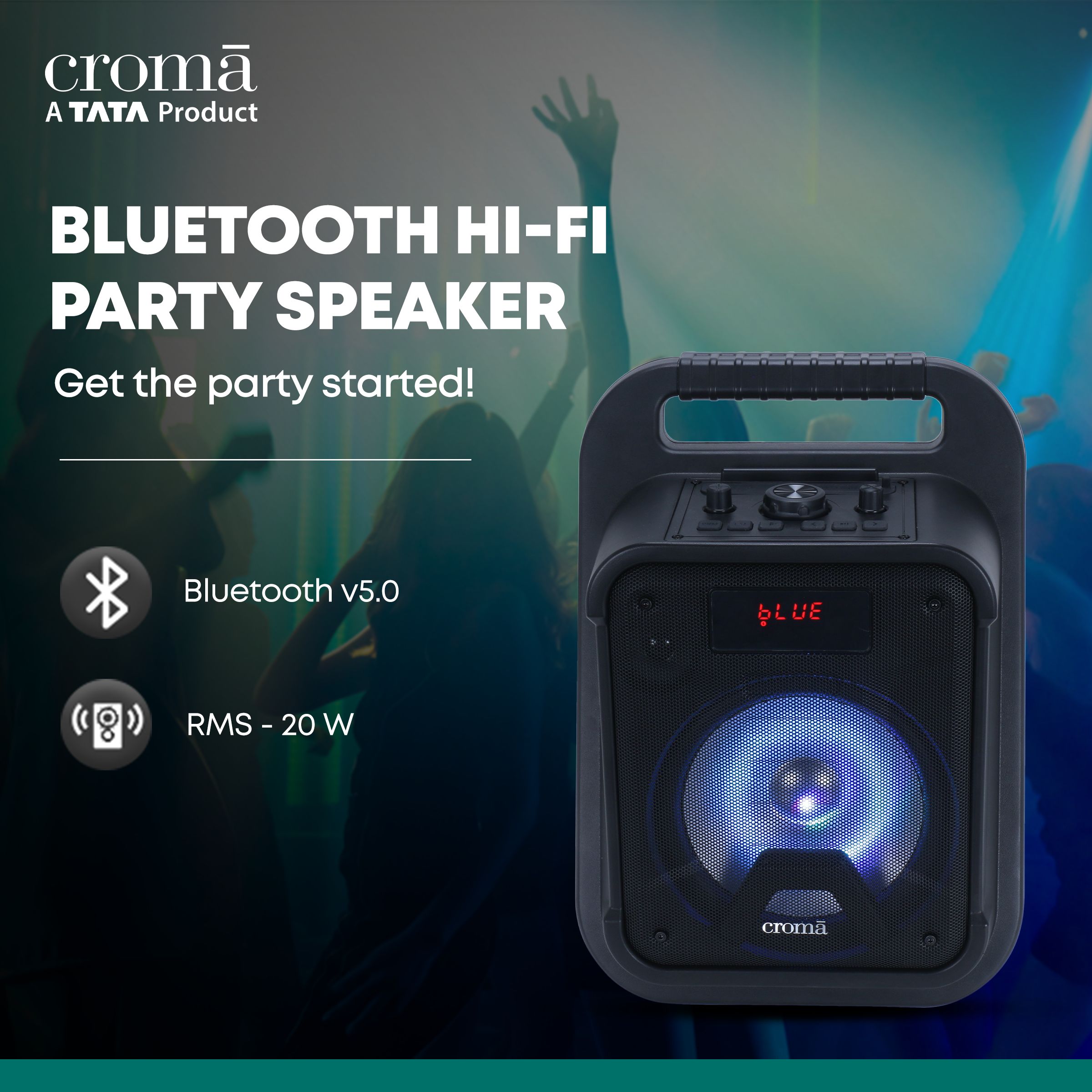 Croma 20W Bluetooth Party Speaker with Mic (Up to 6 Hours Playback Time, Black) Croma 20W Bluetooth Party Speaker with Mic (Up to 6 Hours Playback Time, Black)_2