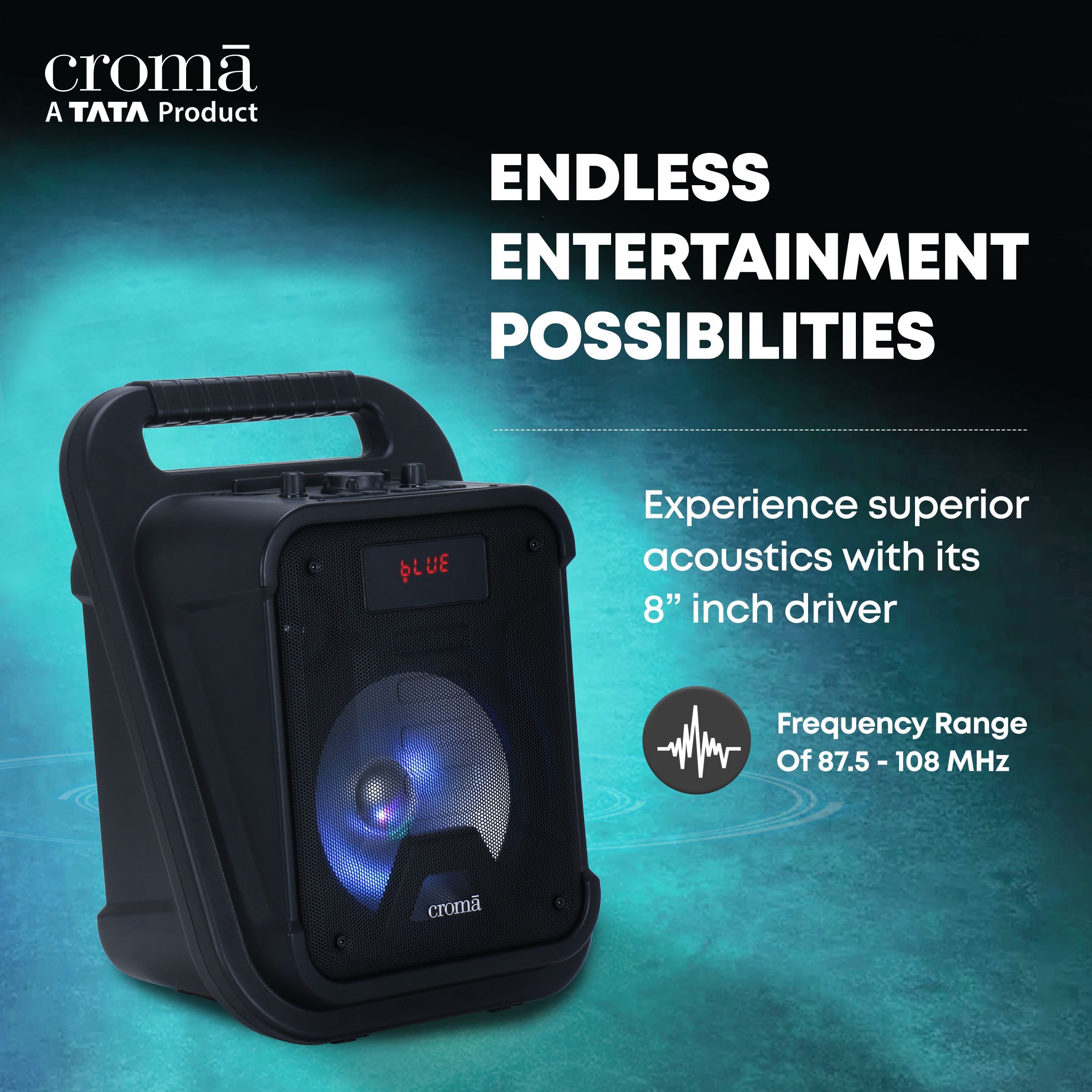 Croma 20W Bluetooth Party Speaker with Mic (Up to 6 Hours Playback Time, Black) Croma 20W Bluetooth Party Speaker with Mic (Up to 6 Hours Playback Time, Black)_3