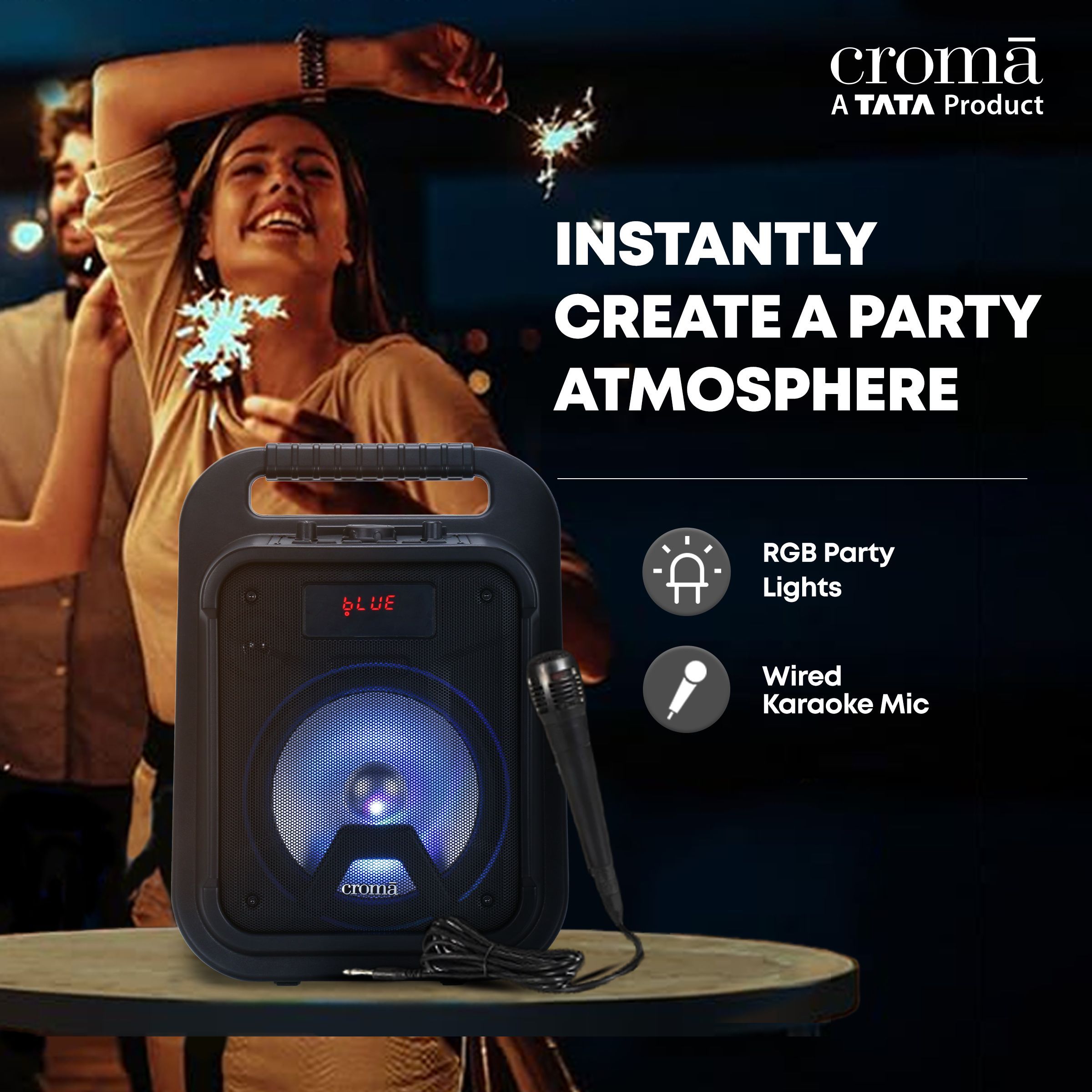 Croma 20W Bluetooth Party Speaker with Mic (Up to 6 Hours Playback Time, Black) Croma 20W Bluetooth Party Speaker with Mic (Up to 6 Hours Playback Time, Black)_6