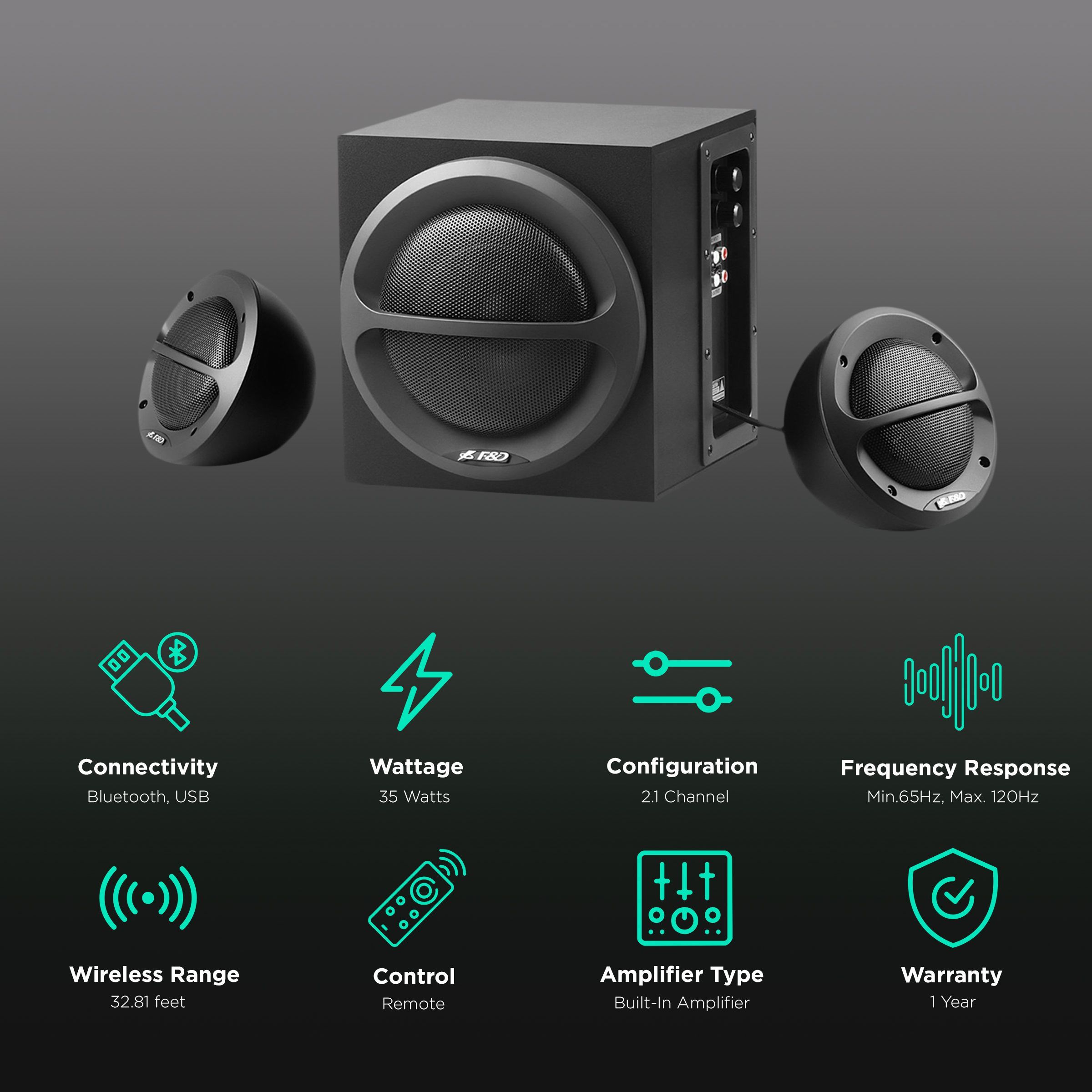 F&D A111X 35W Multimedia Speaker (Built-in FM Radio, 2.1 Channel, Black)_2
