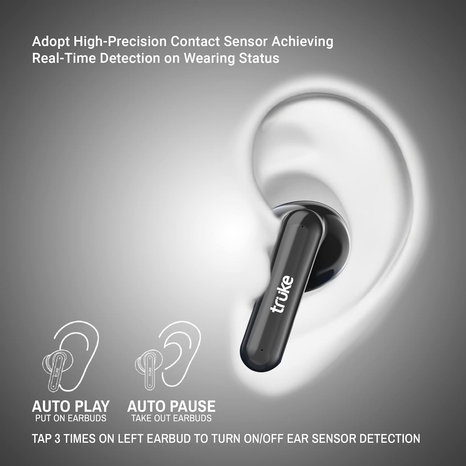 truke Air Buds Lite E1 TWS Earbuds with Enviornomental Noise Cancellation (IPX4 Waterproof, 48 Hours Playback, Black)_3