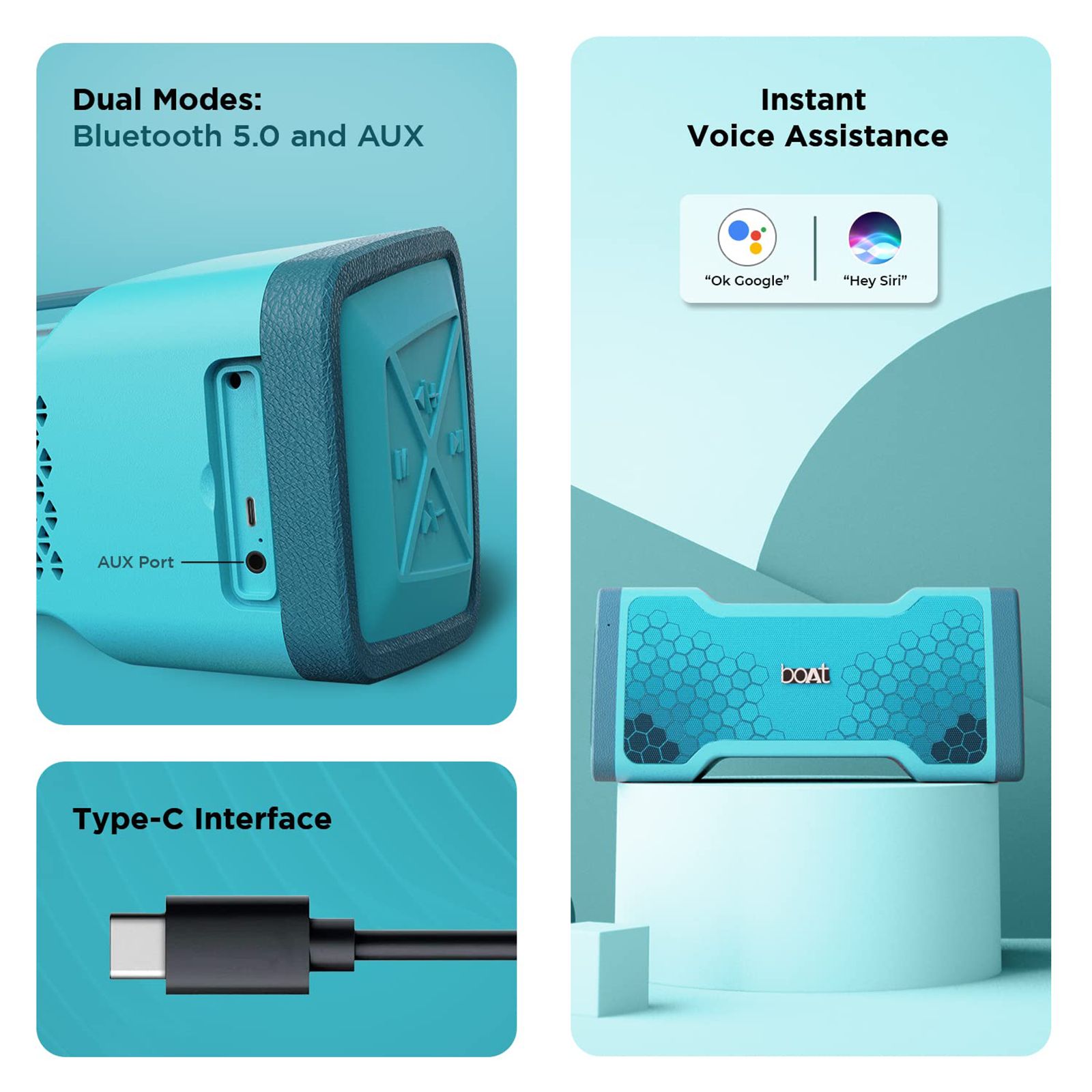 boAt Stone 1000v2 14 Watts Portable Bluetooth Speaker (IPX5 Water & Splash Resistance, Blizzard Blue)_4