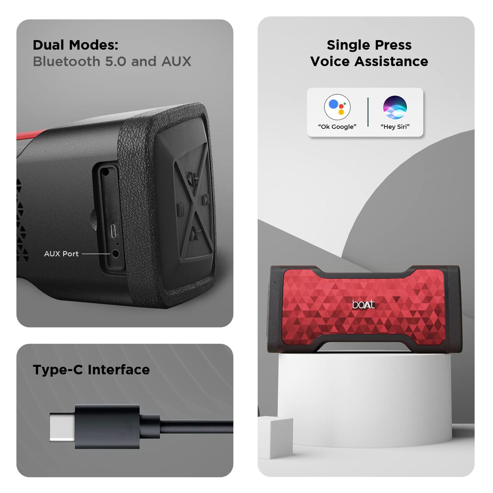 boAt Stone 1000v2 14 Watts Portable Bluetooth Speaker (IPX5 Water & Splash Resistance, Ballistic Black)_4