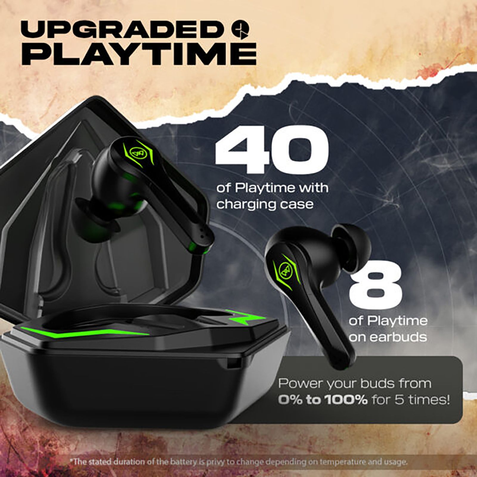 WINGS Phantom Pro TWS Earbuds with Environmental Noise Cancellation (IPX5 Water Resistant, 40 Hours Playtime, Black)_14