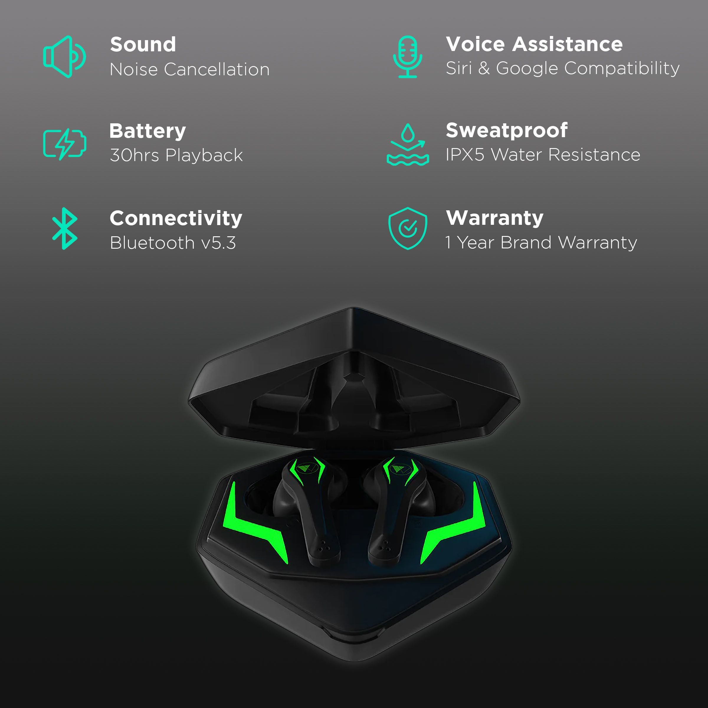 WINGS Phantom Pro TWS Earbuds with Environmental Noise Cancellation (IPX5 Water Resistant, 40 Hours Playtime, Black)_2