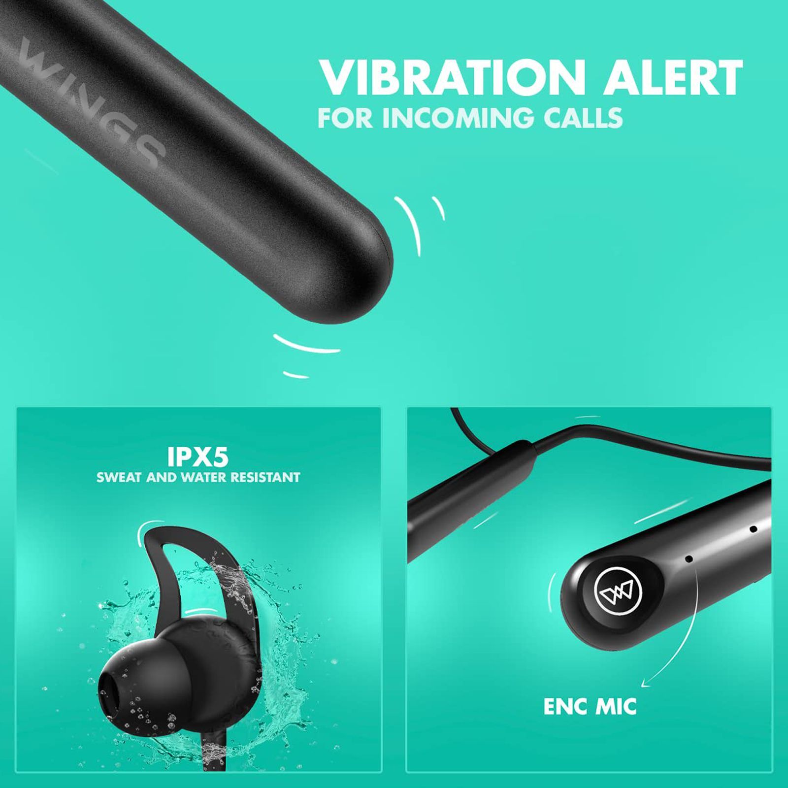 WINGS Phantom 205 Neckband with Environmental Noise Cancellation (IPX5 Sweat & Water Resistant, Gaming Mode, Black)_13