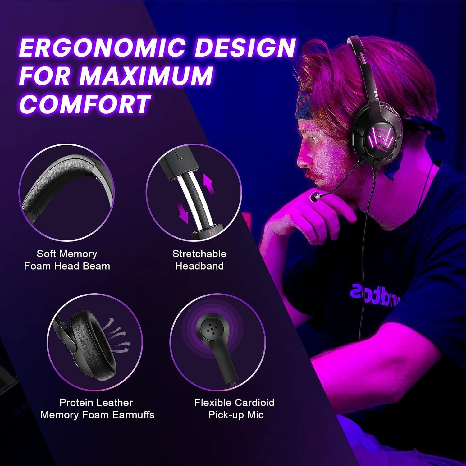EKSA E3 Wired Gaming Headset (7.1 Surround Sound, Over Ear, Purple) EKSA E3 Wired Gaming Headset (7.1 Surround Sound, Over Ear, Purple)_7